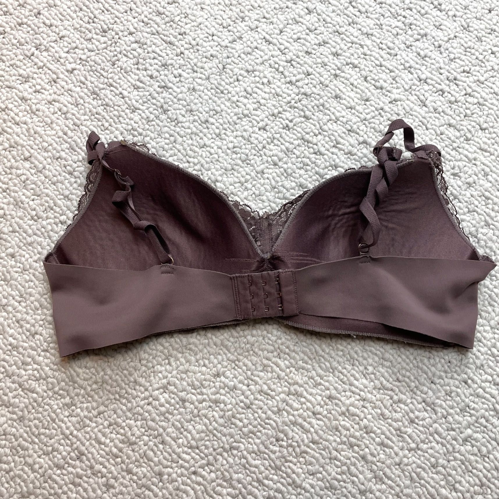 Vintage Danskin Bra Womens 38DD Full Cover Underwired Padded Lace Brown NYLON SPANDEX ELASTANE Regular Solid Cup DD Size ONE SIZE - 6 Thumbnail
