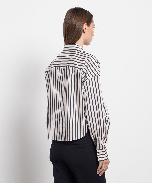 Brunello Cucinelli o1y0725 Striped Shirt in Ivory/Black Size XXS / US 00 / IT 34 - 4 Thumbnail
