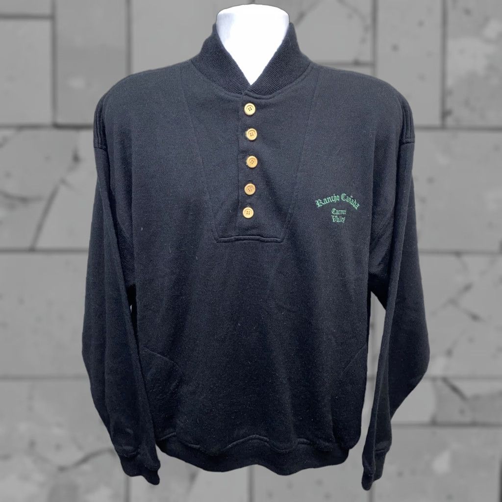 Vintage Grand Banks Performance Mens Black Acrylic Henley Style Sweater XL Size Size US XL / EU 56 / 4 - 1 Thumbnail
