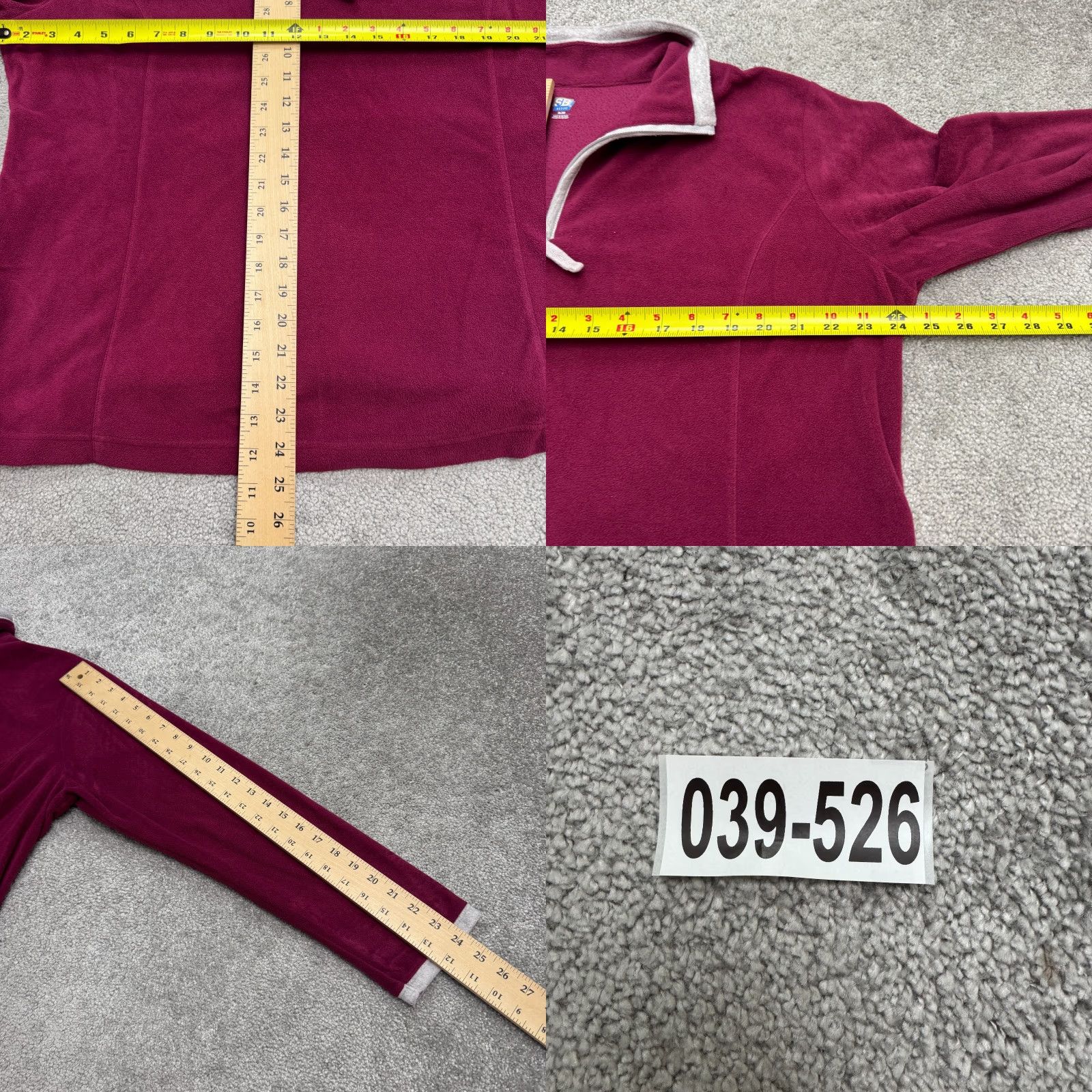 Vintage SJB Active Fleece 1/4 Zip Pullover Sweatshirt Jacket Womens XL Burgundy White Size XL / US 12-14 / IT 48-50 - 8 Thumbnail
