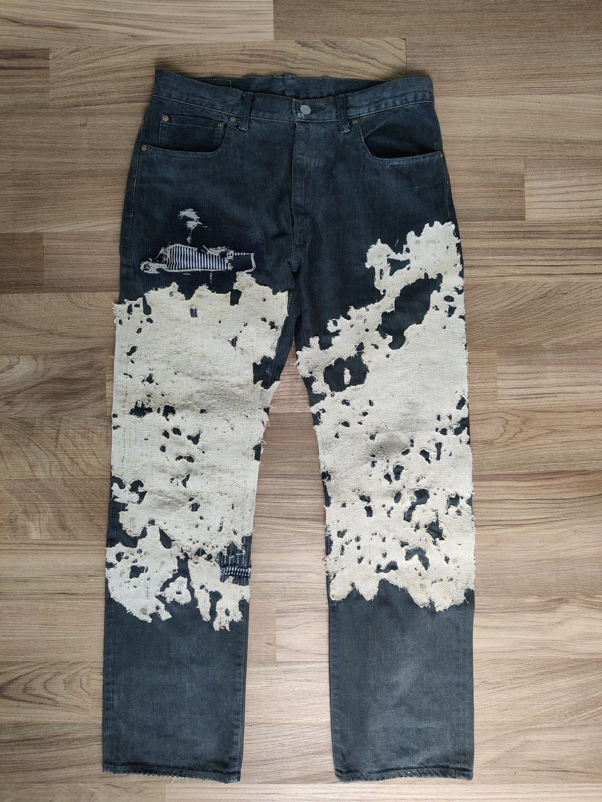 HOLLYWOOD RANCH MARKET Vintage Selvedge Hr Market Custom Patchwork Denim Jeans Size US 31 - 1 Thumbnail