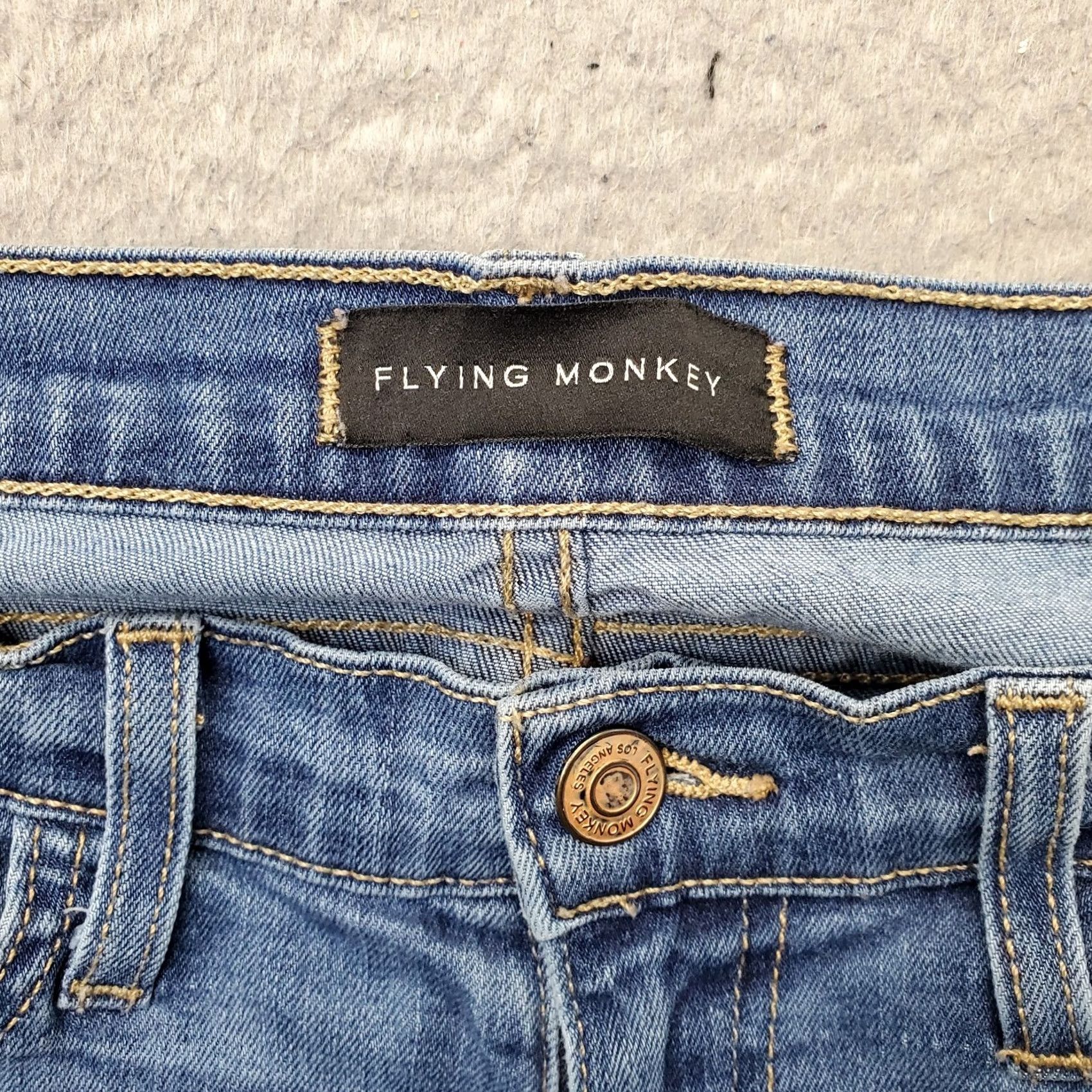 Vintage Flying Monkey Jeans Women 26 Blue Denim Stretch Boho Raw Hem Distressed Made USA Jeans Size 26" / US 2 / IT 38 - 7 Thumbnail
