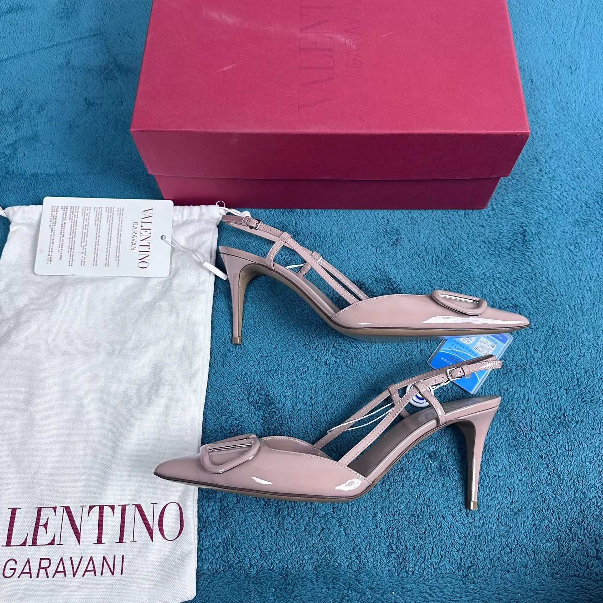 Valentino Valentino patent leather lace-up heels cinnamon pink 37.5 Size US 7 / IT 37 - 2 Thumbnail