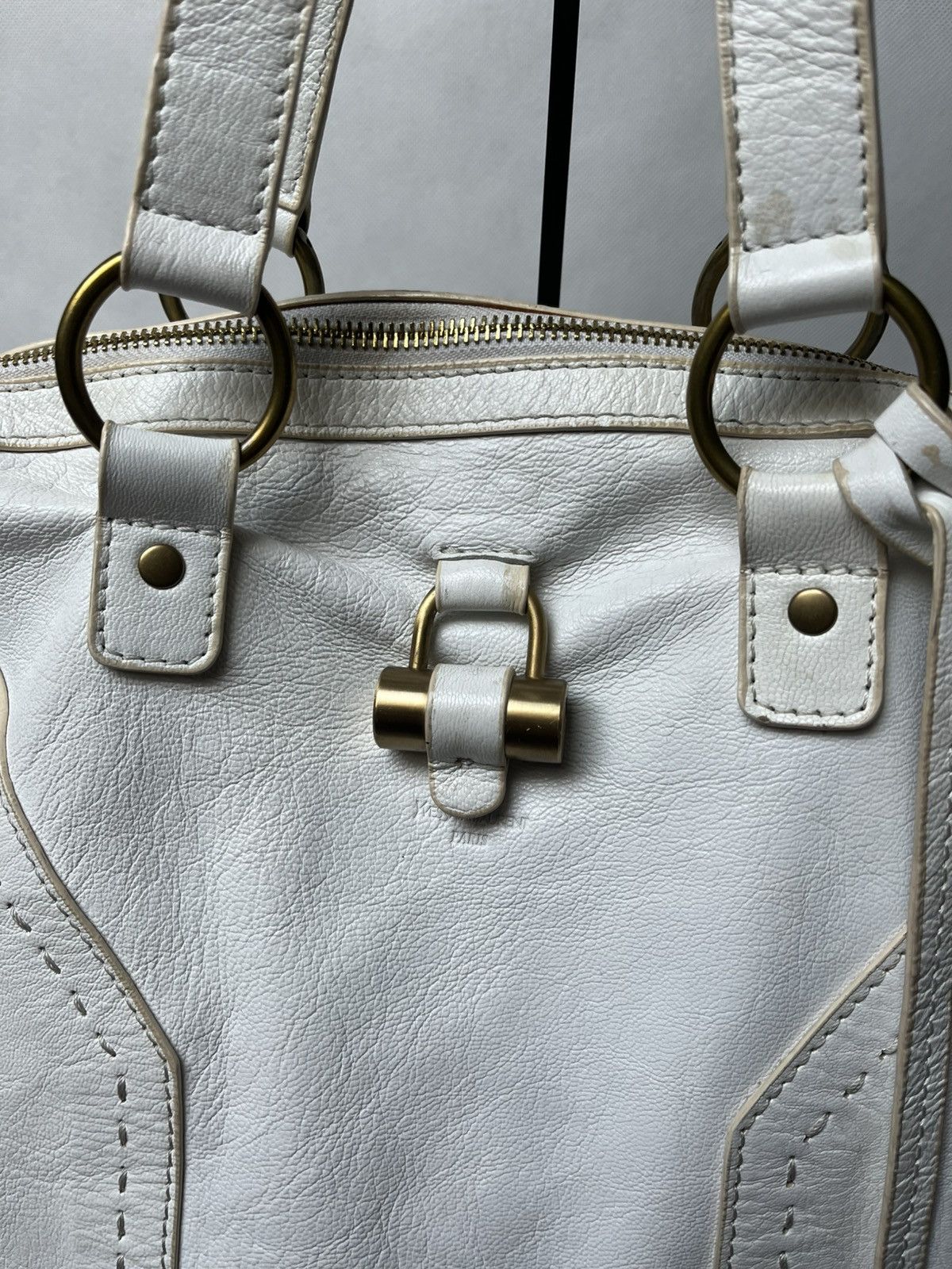 Yves Saint Laurent Yves Saint Laurent rive gauche Muse white leather hand bag Size ONE SIZE - 2 Thumbnail