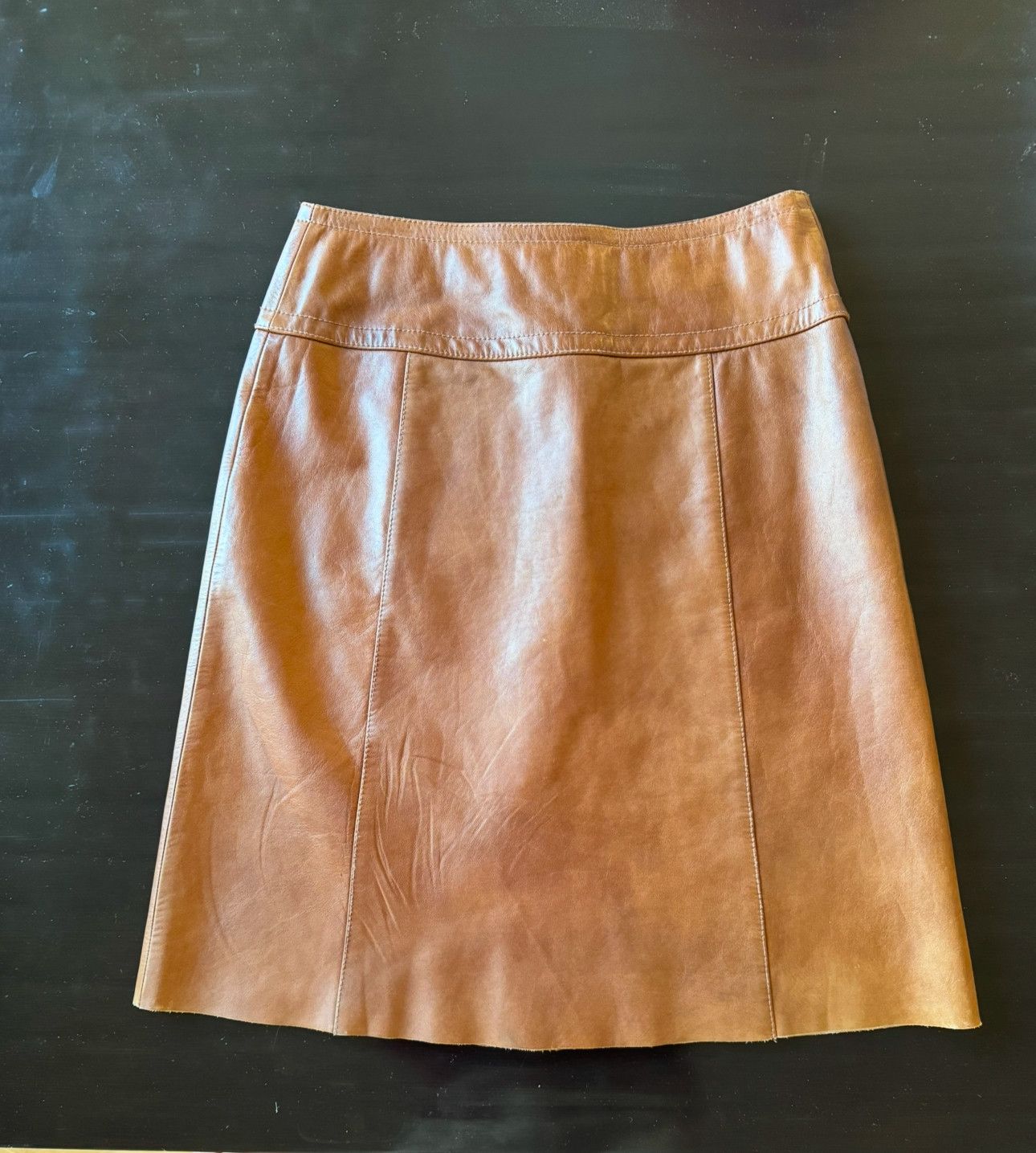 Prada Knee length vintage Prada leather skirt Size 28" / US 6 / IT 42 - 3 Thumbnail