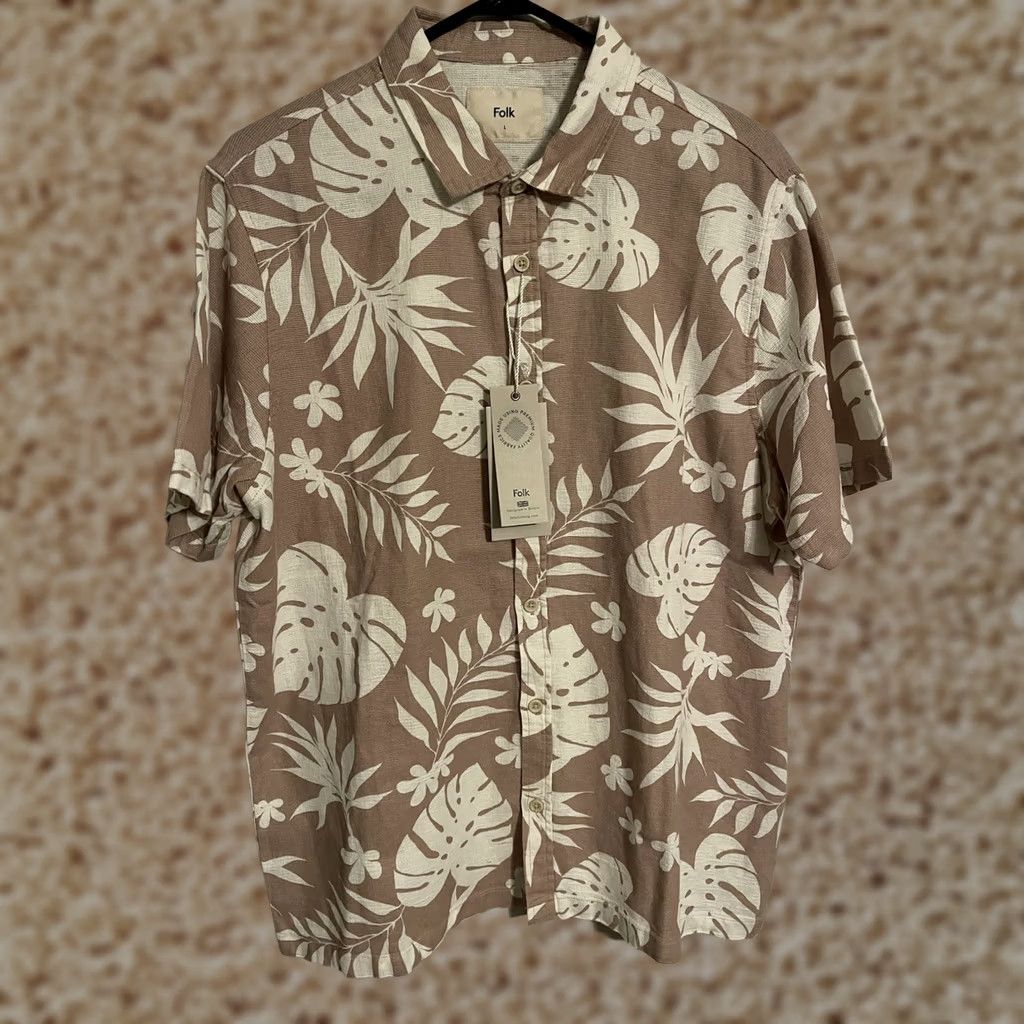 Folk Folk Kingston Pink S/S Button Up Floral Hawaiian Shirt - Men's Large Size US L / EU 52-54 / 3 - 1 Thumbnail