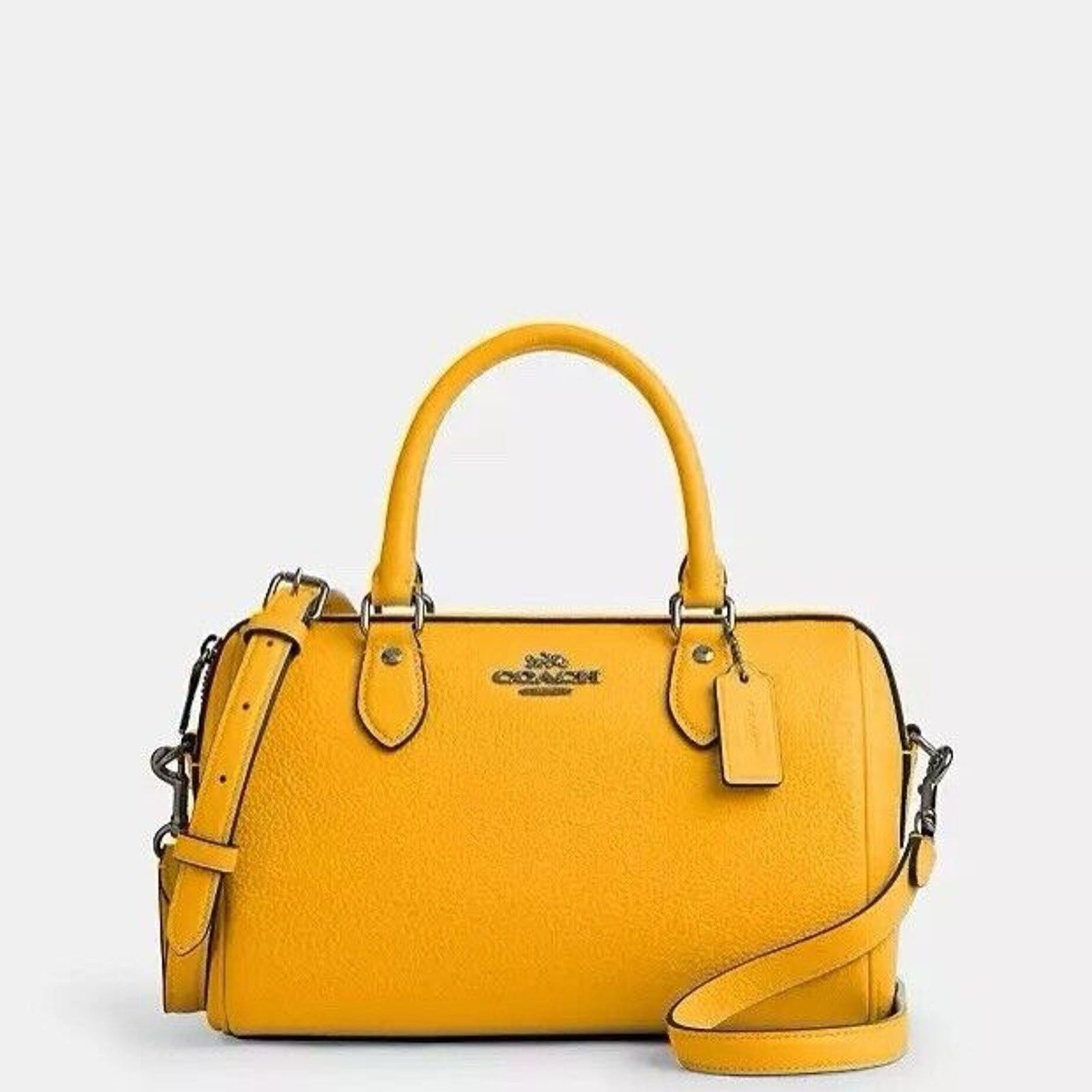 NWT Coach Rowan Satchel CV962 Pebbled Leather/Qb/Turmeric