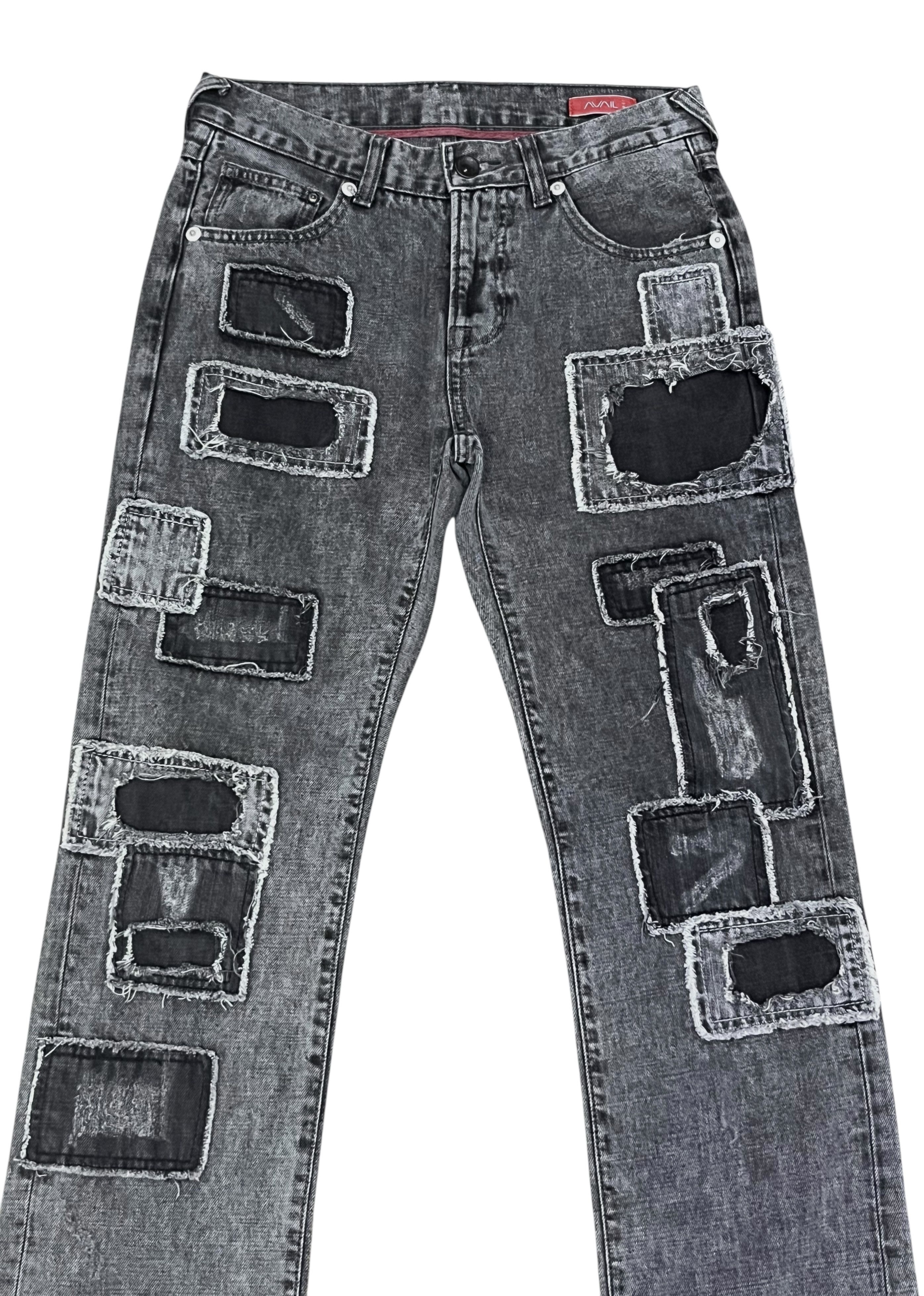Japanese Brand Vtg AVAIL Jeans Japan Patchwork Grunge Distressed Denim Y2K Size US 29 - 3 Thumbnail