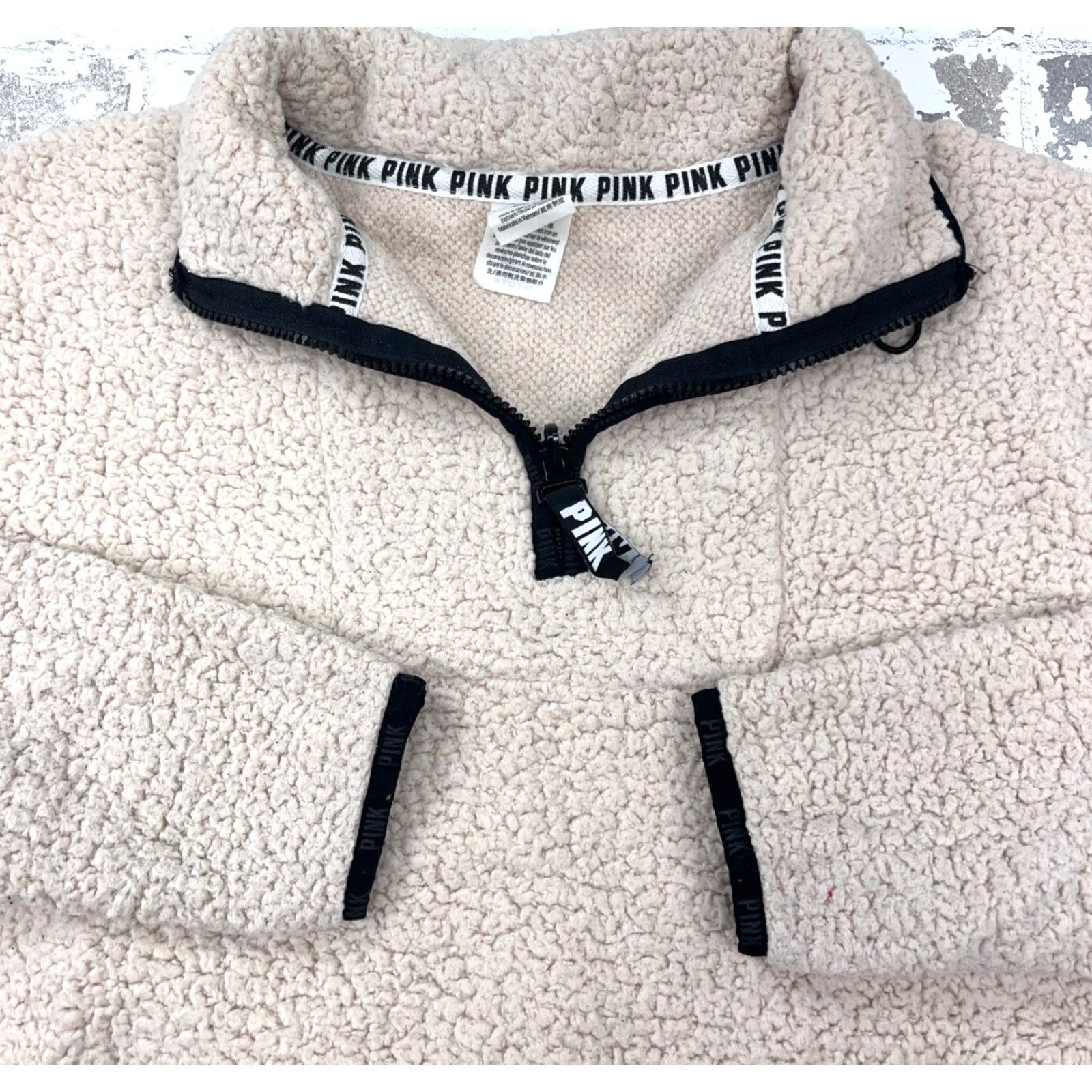Victoria's Secret Victoria's Secret Sweater Women M White Deep Pile Sherpa Fleece Mock Neck Pullover Hooded 1/4 Zip Logo All Seasons Casual Winter Fall Spring Summer Size M / US 6-8 / IT 42-44 - 2 Thumbnail