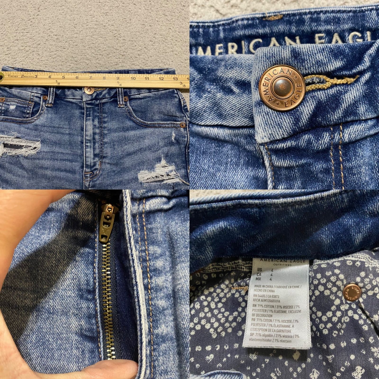 American Eagle Outfitters American Eagle Outfitters Jeans Shorts 4 Womens Blue Denim Medium Wash High Rise Distressed Stretch 5-Pocket Pattern Solid Modern Casual Women Size 27" / US 4 / IT 40 - 8 Thumbnail