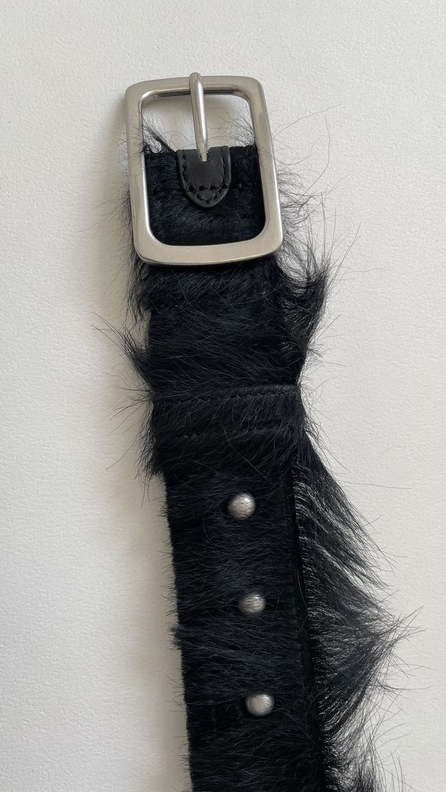 Dries Van Noten A/W 22 Studded Black Fur Belt Size 36 - 8 Thumbnail