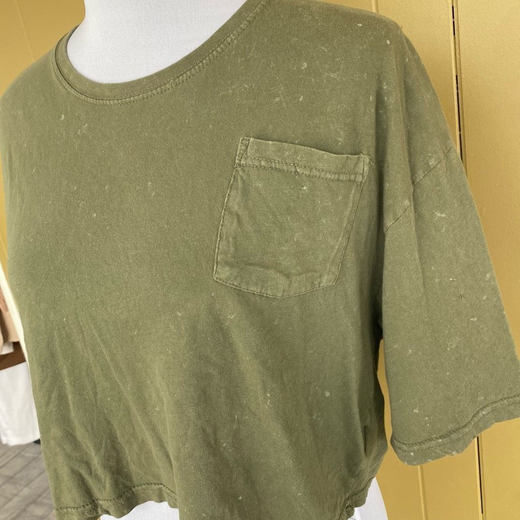Other Bloom pop women S Crewneck short sleeve crop top olive green w/white dots Size S / US 4 / IT 40 - 2 Thumbnail