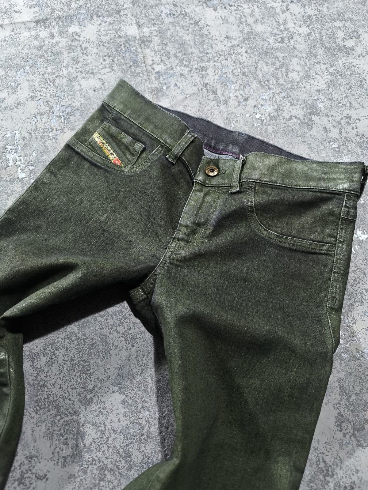 Diesel Diesel Livier Sp Jeans Waxed Coated Slime Green Skinny Size 28" / US 6 / IT 42 - 5 Thumbnail