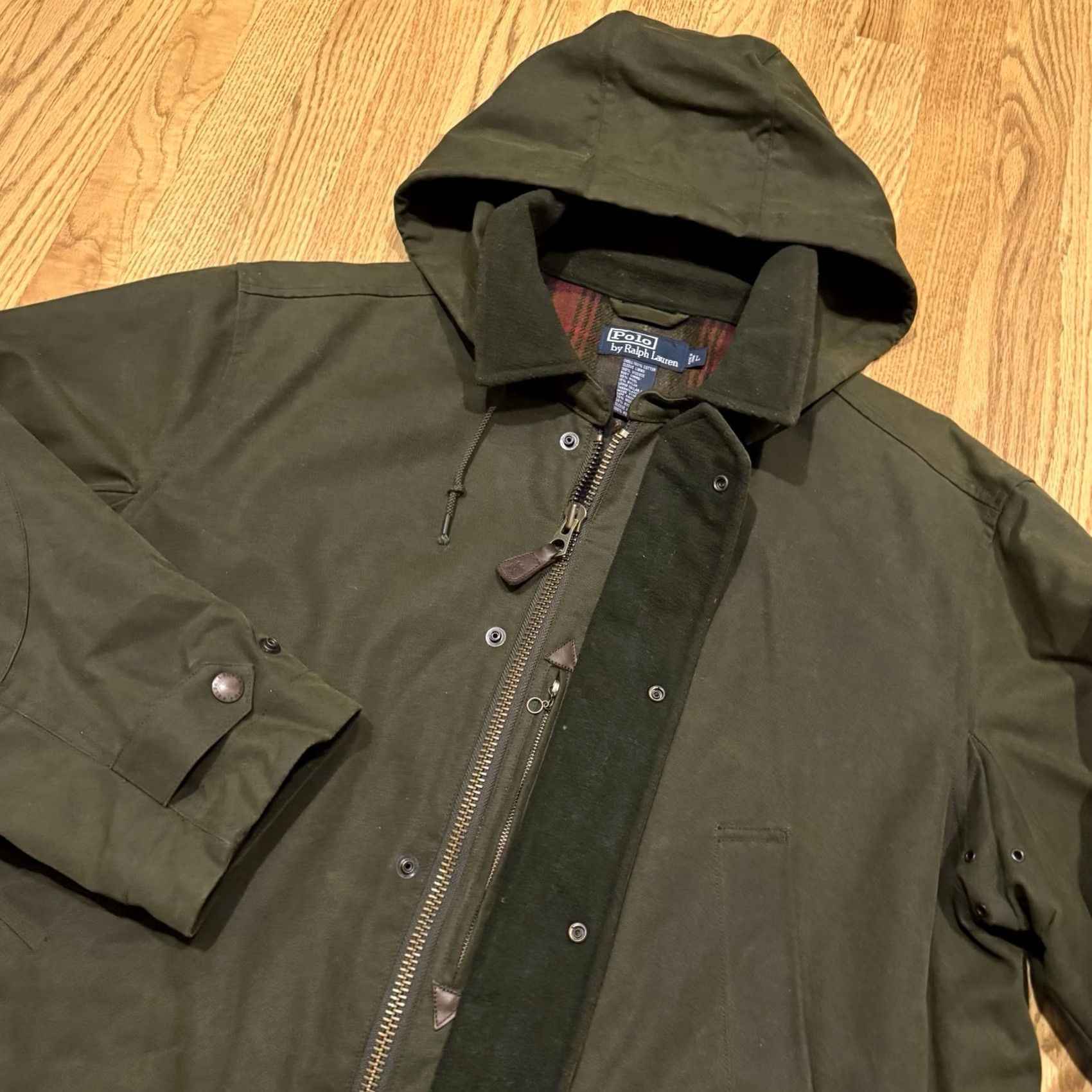 Ralph Lauren VINTAGE Polo Ralph Lauren Field Coat Men’s L Waxed Canvas Hooded Padded Water Resistant Windproof Zip Pockets Green Size US L / EU 52-54 / 3 - 4 Thumbnail