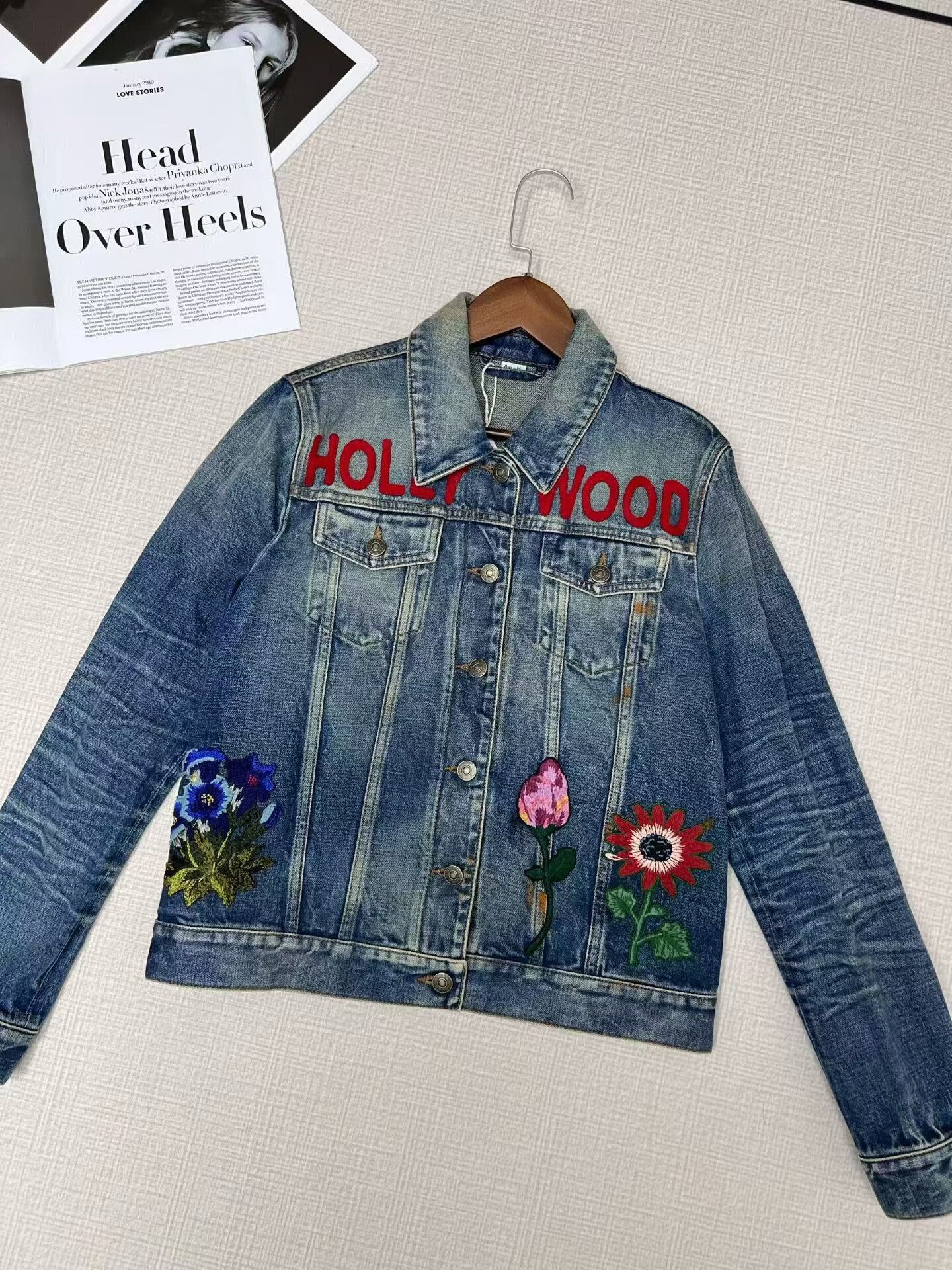 Gucci Gucci Light Blue Floral Denim Jacket Size M / US 6-8 / IT 42-44 - 1 Thumbnail