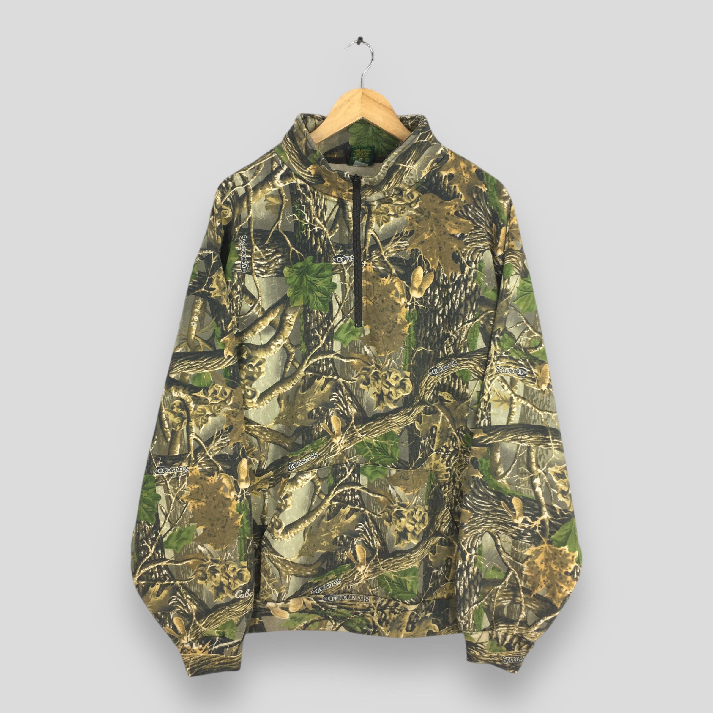 Mossy Oaks Vintage Cabella's Mossy Oak Camo Half Zipper Sweatshirt 3XL Size US XXL / EU 58 / 5 - 1 Thumbnail