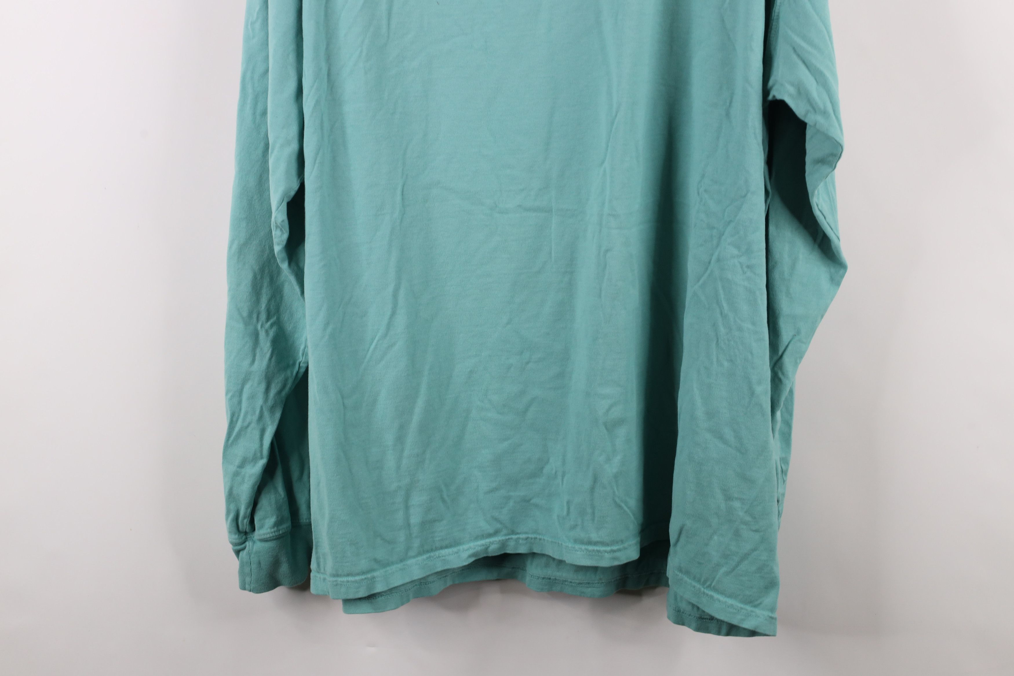Vintage Vintage 90s Streetwear Blank Long Sleeve T-Shirt Teal Cotton Size US XXL / EU 58 / 5 - 11 Thumbnail