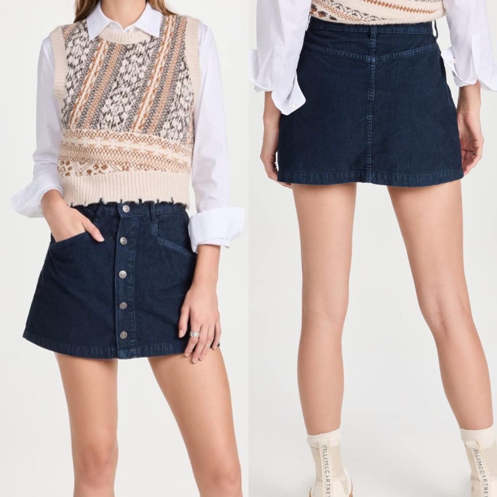 Free People Free People Ray Cord Mini Skirt Ebony Blue Women's XS 0 Size 25" / US 0 / IT 36 - 1 Thumbnail