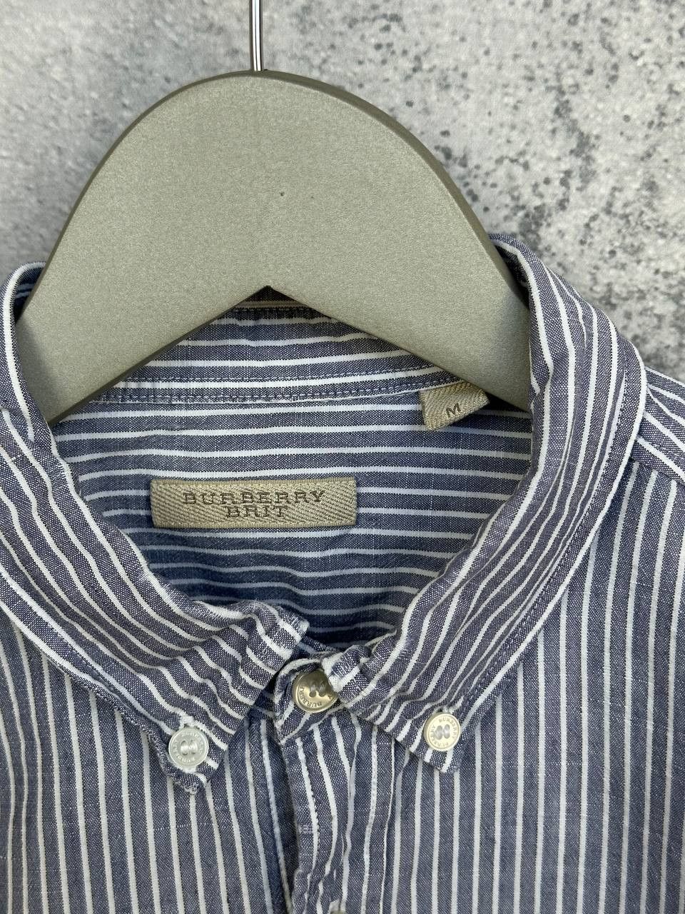 Burberry Burberry Brit Blue Striped Linen Cotton Button Down Shirt LS Size US M / EU 48-50 / 2 - 13 Thumbnail
