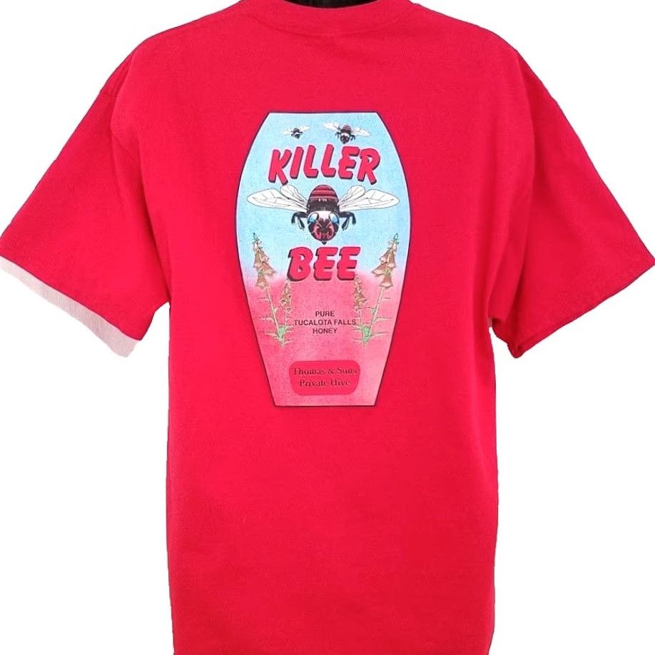 Hanes VINTAGE Hanes Killer Bee Honey T Shirt Mens XL Red 90s Tucalota Falls Hive USA Shirt - Graphic Tee Size US XL / EU 56 / 4 - 4 Thumbnail