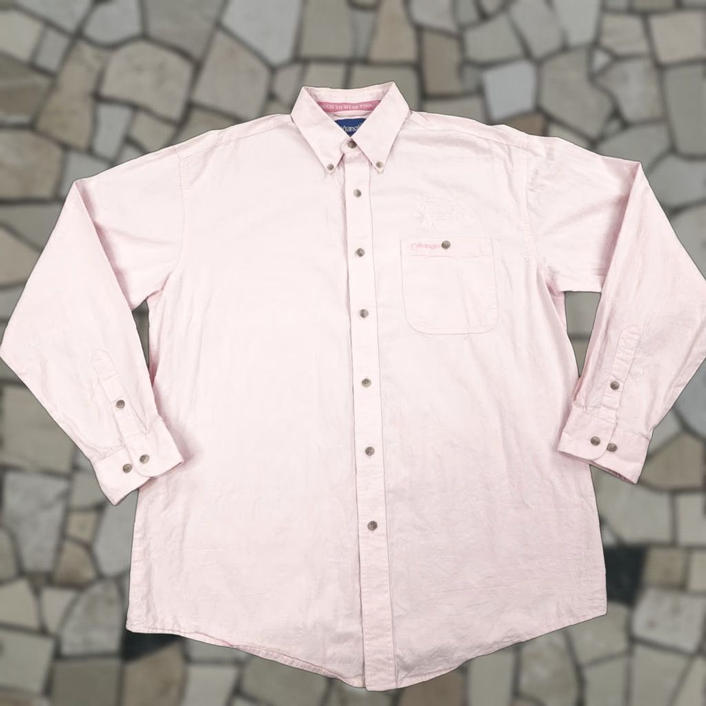 Wrangler Wrangler Men’s Long Sleeve Western Shirt Large Pink Ribbon California Rodeo Salinas Casual Workwear Size US L / EU 52-54 / 3 - 1 Thumbnail