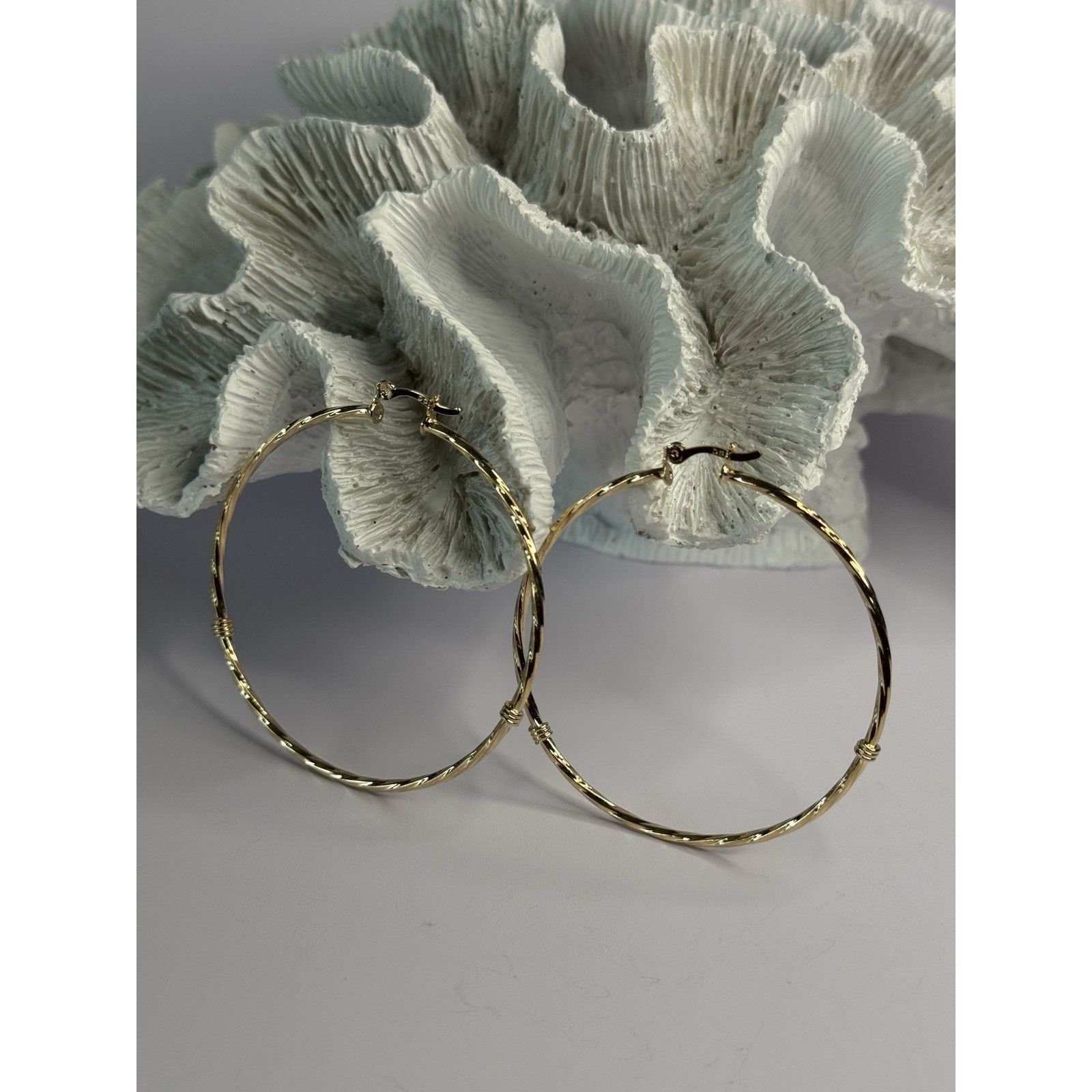 Jewelry LARGE HOOP GOLD PLATED EARRINGS LENGTH 2.40 INCH Size ONE SIZE - 6 Thumbnail
