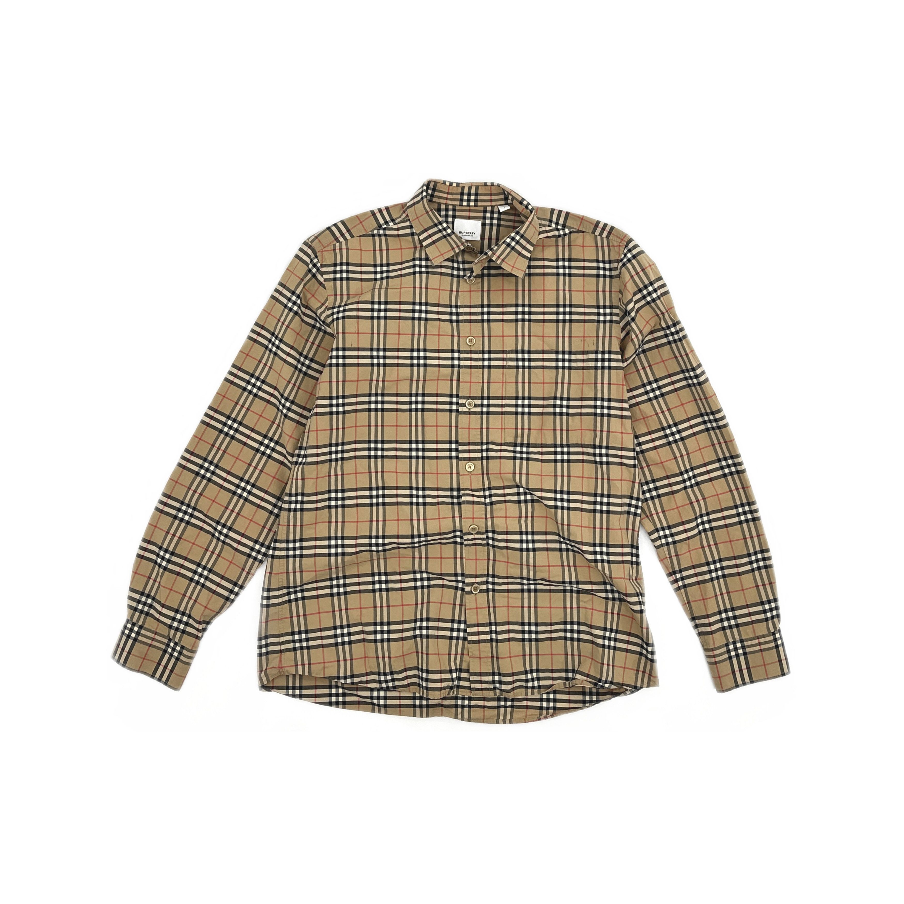 Burberry Burberry Beige Check Button Up Shirt Size L Size US L / EU 52-54 / 3 - 1 Thumbnail