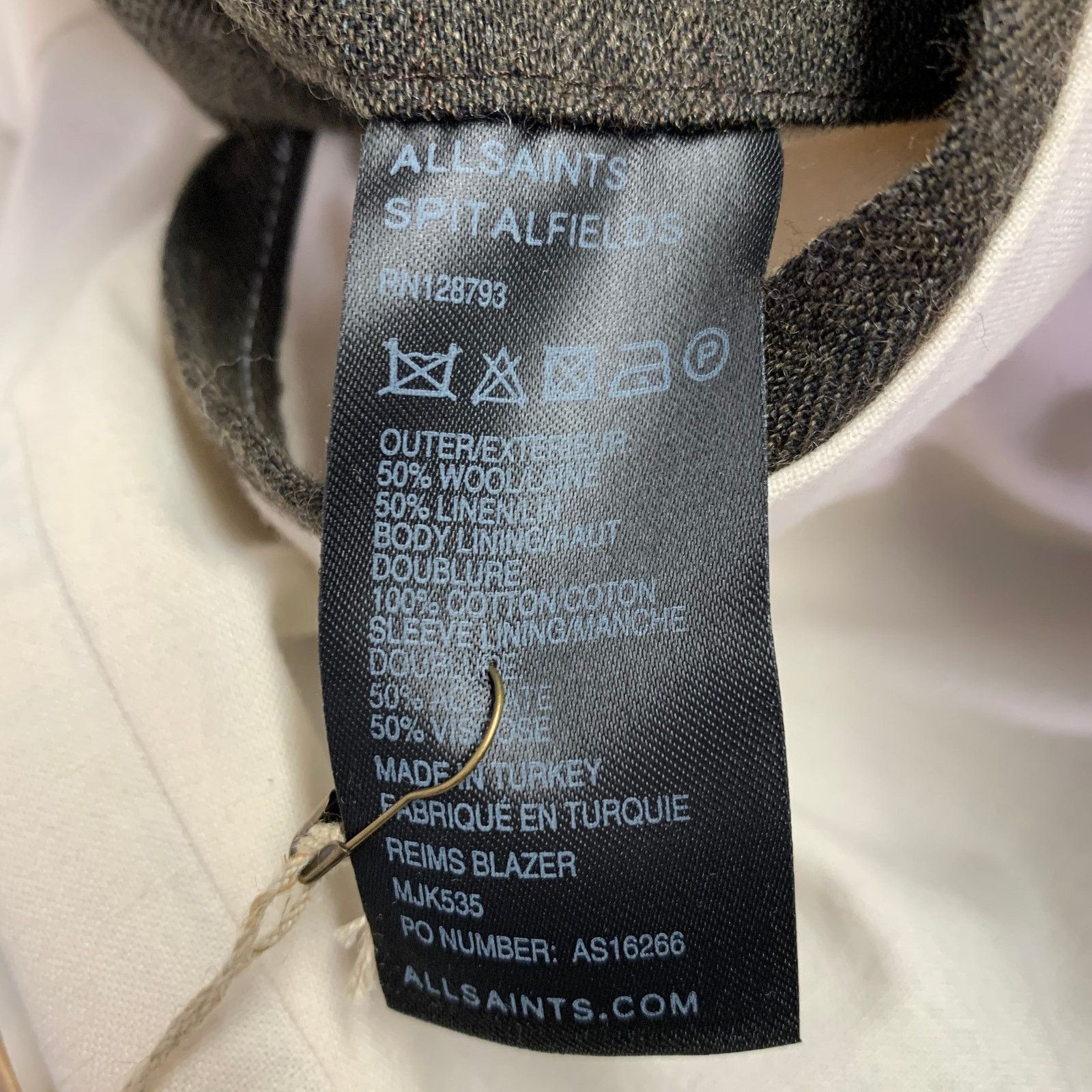 Allsaints ALLSAINTS Size 42 Brown Herringbone Wool Linen Jacket Size US XS / EU 42 / 0 - 6 Thumbnail