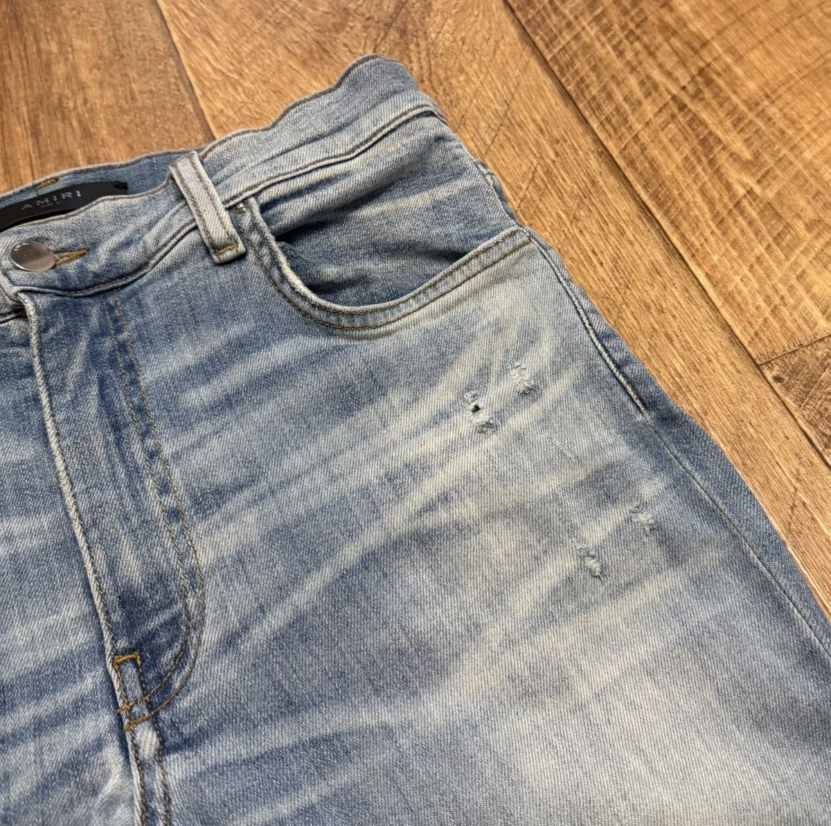 Amiri Amiri Ripped Light Blue Jeans Slim Fit Denim Pants Size US 31 - 6 Thumbnail