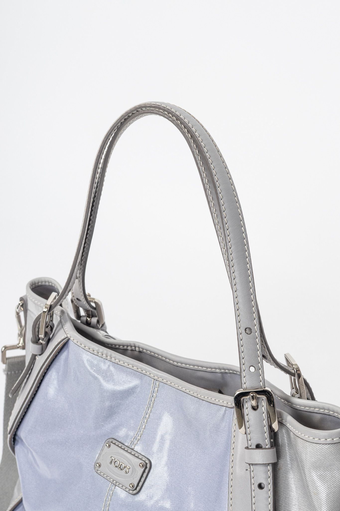 Tod's Tod's G-Line Blue & Grey Coated Canvas 2-Way Tote Size ONE SIZE - 9 Thumbnail