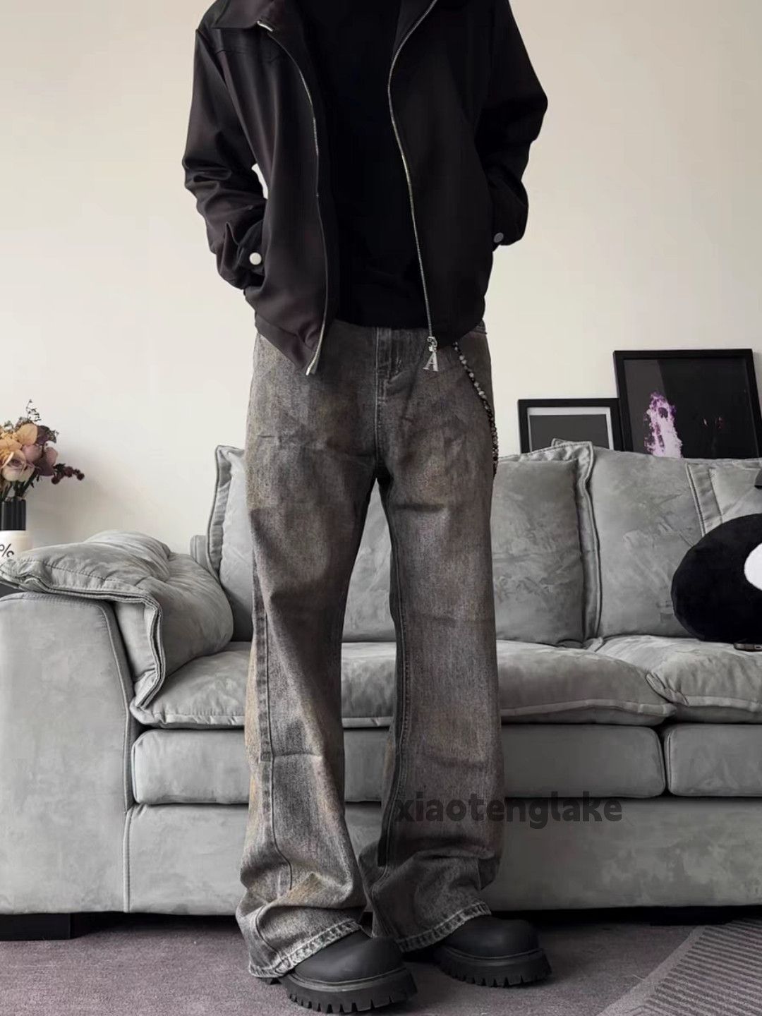 Jean × Vintage Washed faded loose hiphop punk grunge stain jeans Size US 28 / EU 44 - 3 Thumbnail