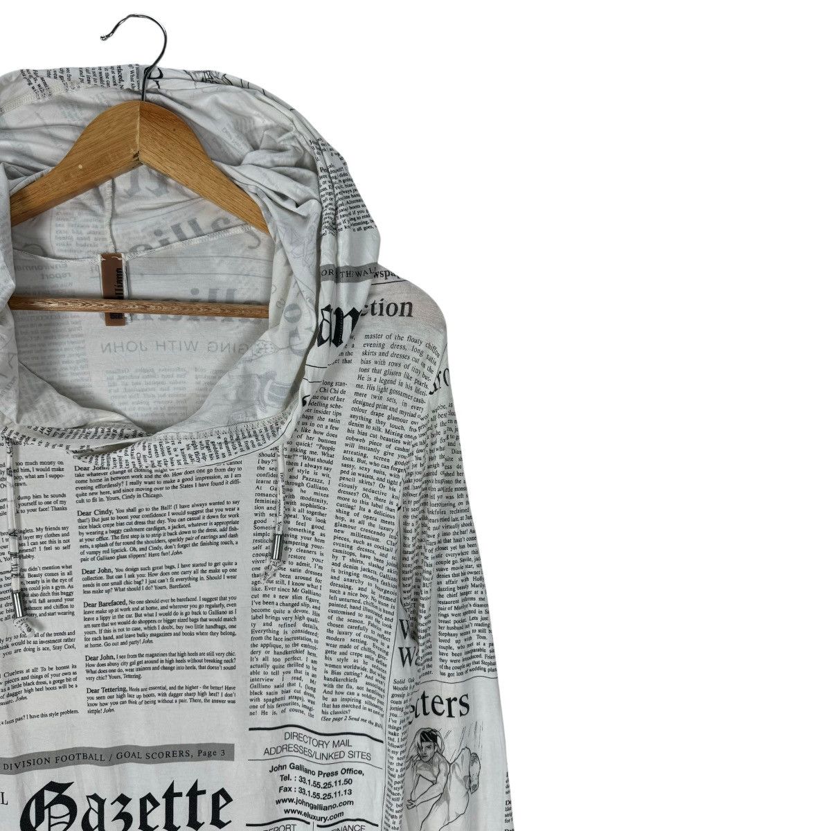 John Galliano 🌟JOHN GALLIANO HOODIE GAZETTE NEWSPAPER SWEATER Size US XS / EU 42 / 0 - 8 Thumbnail