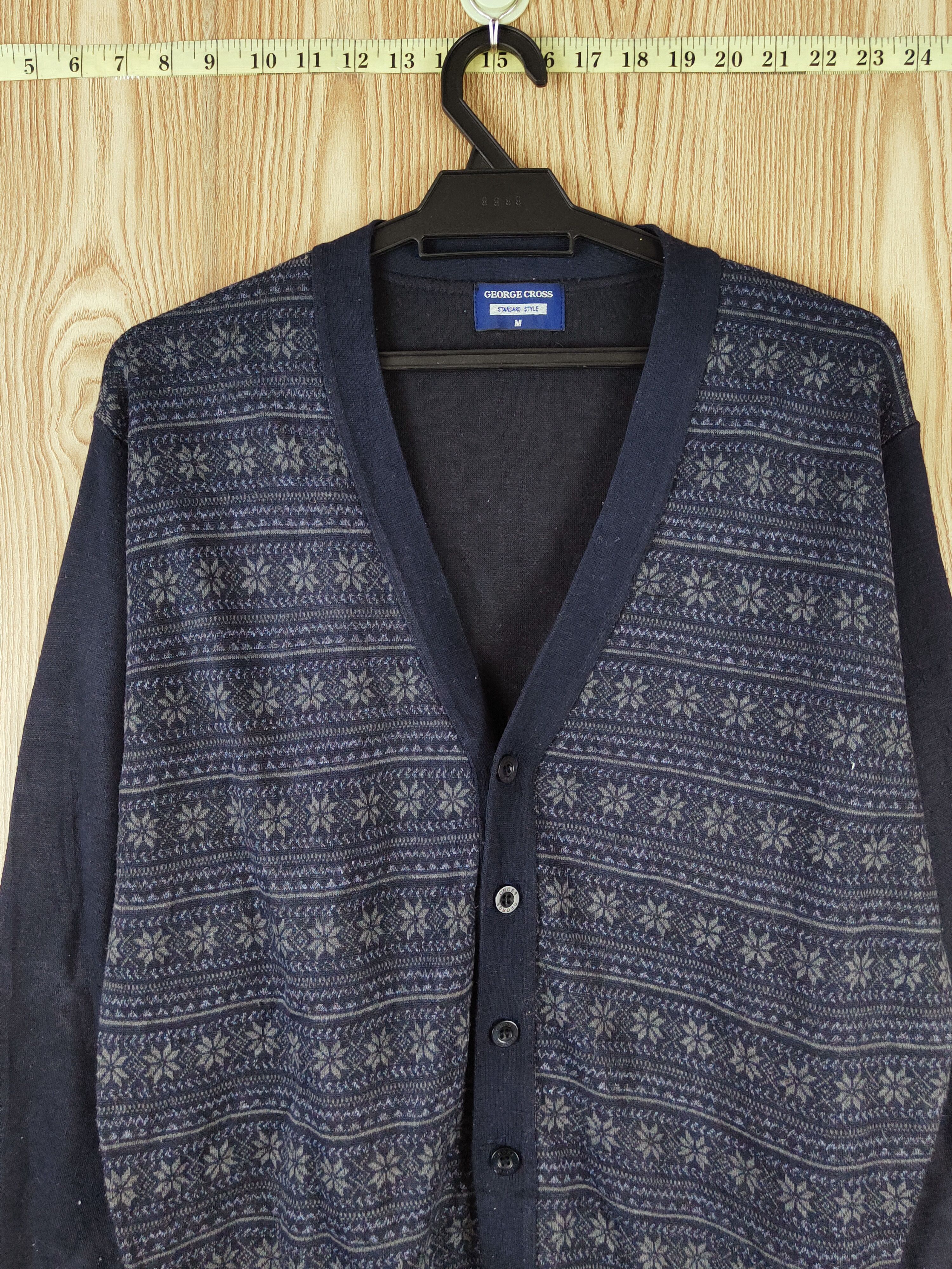 Japanese Brand × Vintage Vintage 💥 George Cross Navy Knitwear Cardigan Size US M / EU 48-50 / 2 - 2 Thumbnail