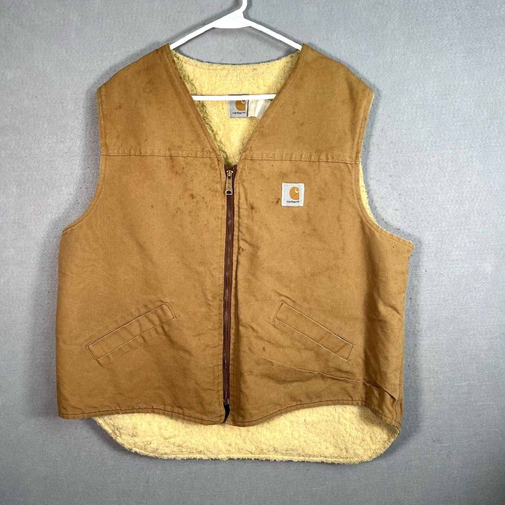 Carhartt Authentic Classic Brown Duck Canvas Shearling Lined 