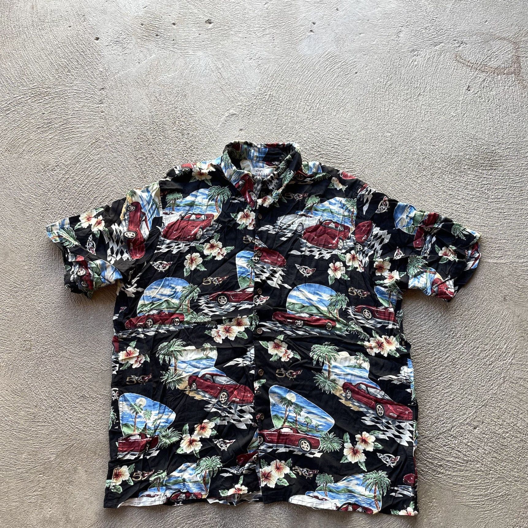 Reyn Spooner VINTAGE Reyn Spooner Shirt Mens Large Black Button Up Corvette Car Hawaiian Rayon Beach - Graphic Print - Short Sleeve - Casual (Men) Size US L / EU 52-54 / 3 - 2 Thumbnail