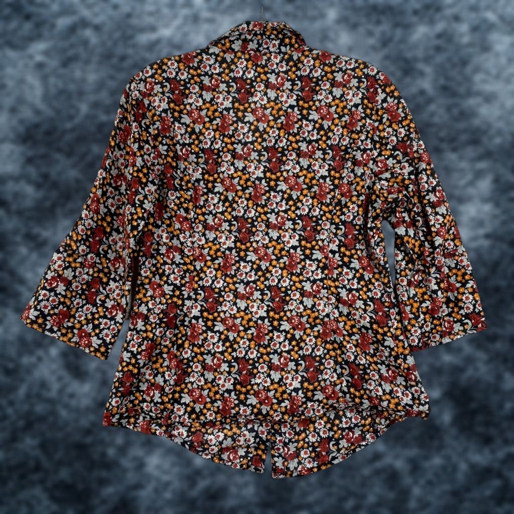 Vintage Chelsea & Violet Blouse Womens M Brown Floral Button Up 3/4 Sleeve Boho Prairie Shirt XS? Size M / US 6-8 / IT 42-44 - 1 Thumbnail