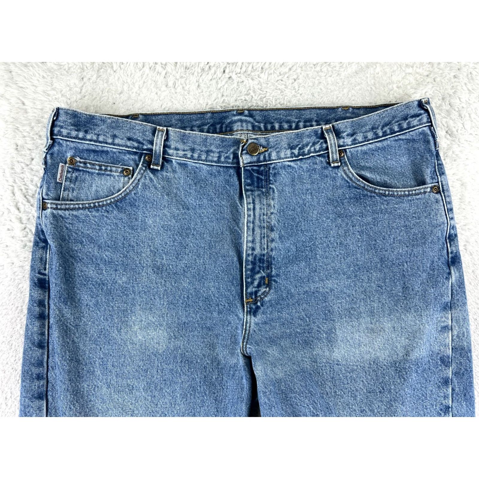 Carhartt Carhartt Jeans Mens 42 Blue Denim Traditional Fit 100% Cotton 42x32 Relaxed Bootcut Adult Regular Color Blue Mens Jeans Size US 42 / EU 58 - 6 Thumbnail