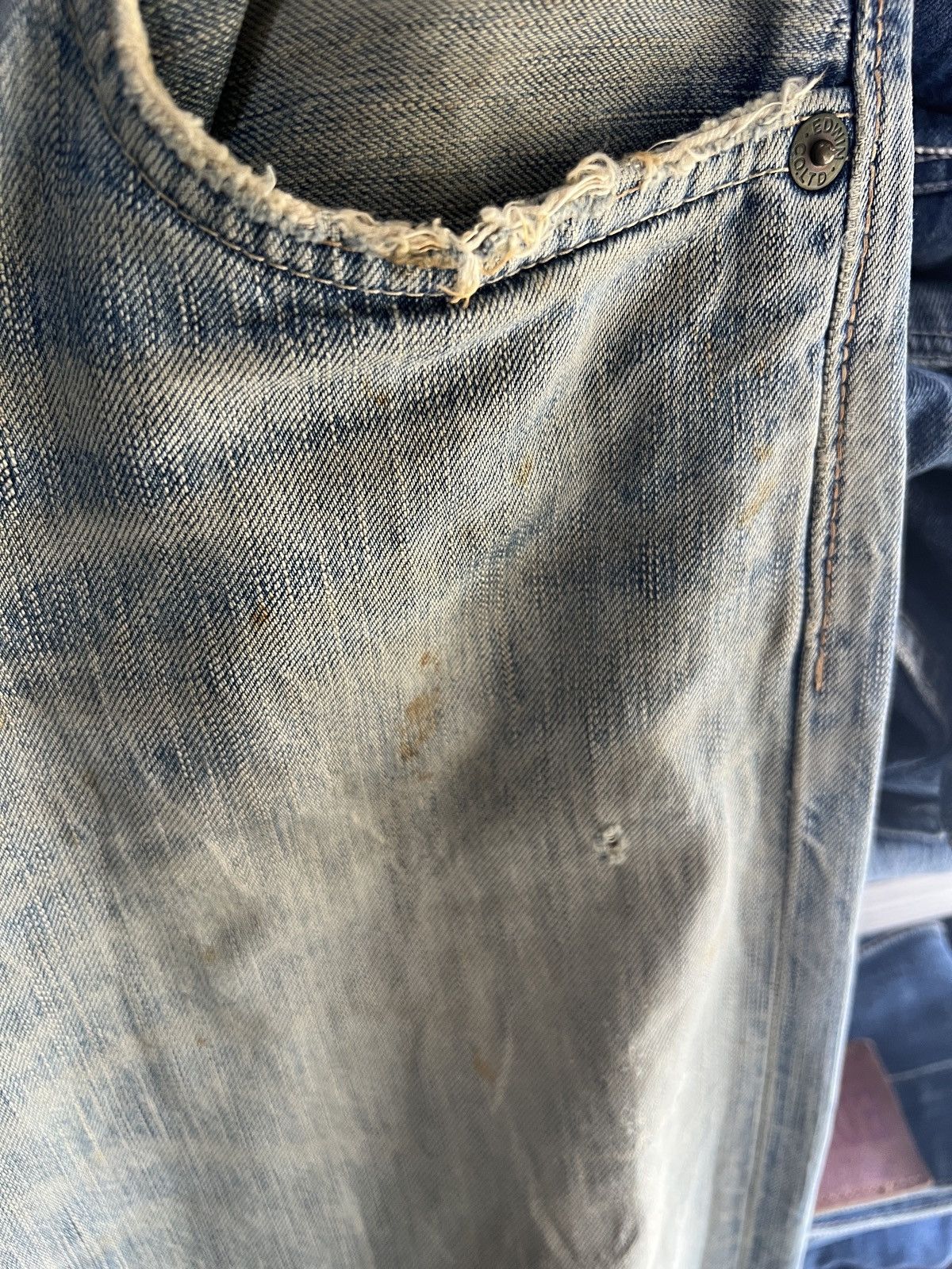 Edwin 🔥Vintage Edwin Blue Trip Distressed Denim Size US 32 / EU 48 - 11 Thumbnail