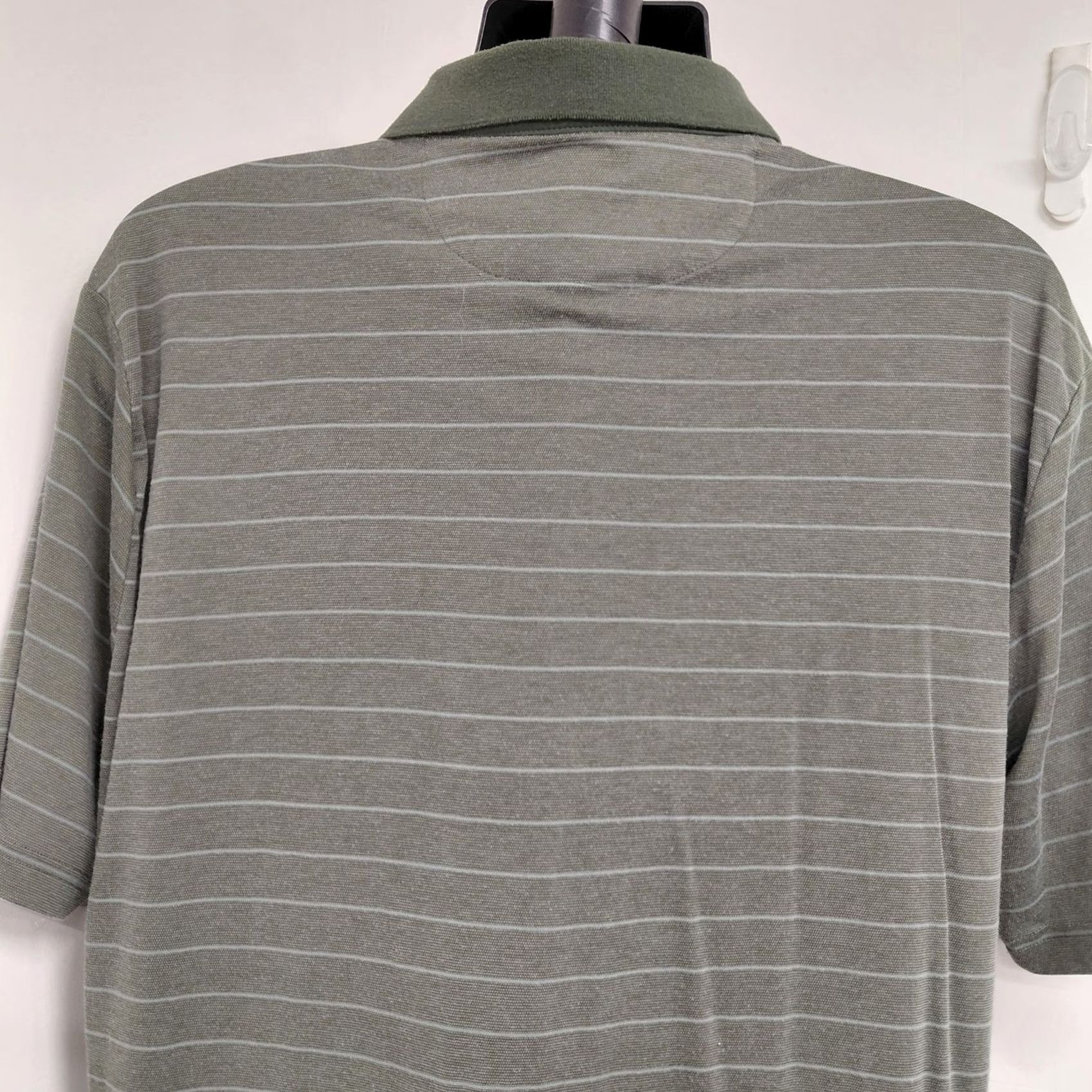 Vintage Glacier Performance Polo Shirt Men 2XL Sage Green Striped Short Sleeve Polo Shirt Size US XXL / EU 58 / 5 - 7 Thumbnail