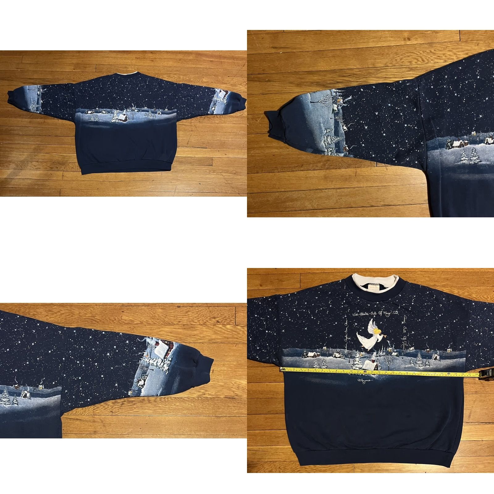 Vintage VINTAGE Artisans Sunschein Designs Christmas Sweater Women’s 2XL Blue Oversized Graphic Print Crew Neck Long Sleeve Pullover Knit Holiday Retro Size XXL / US 16-18 / IT 52-54 - 8 Thumbnail