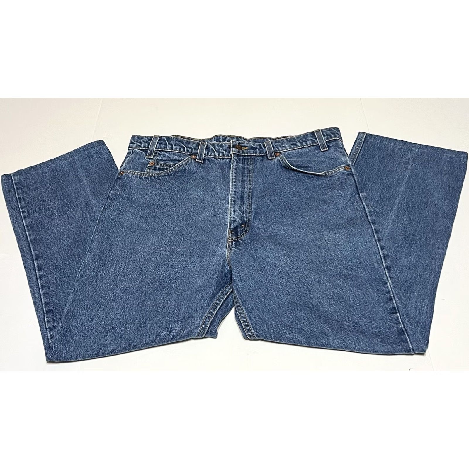 Levi's VINTAGE Levi’s Jeans 517 Orange Tab Mens Regular Jeans Hemmed 37x27 Blue Denim 38x32 Belt Patch Missing Boys? No, Mens Size US 37 - 2 Thumbnail
