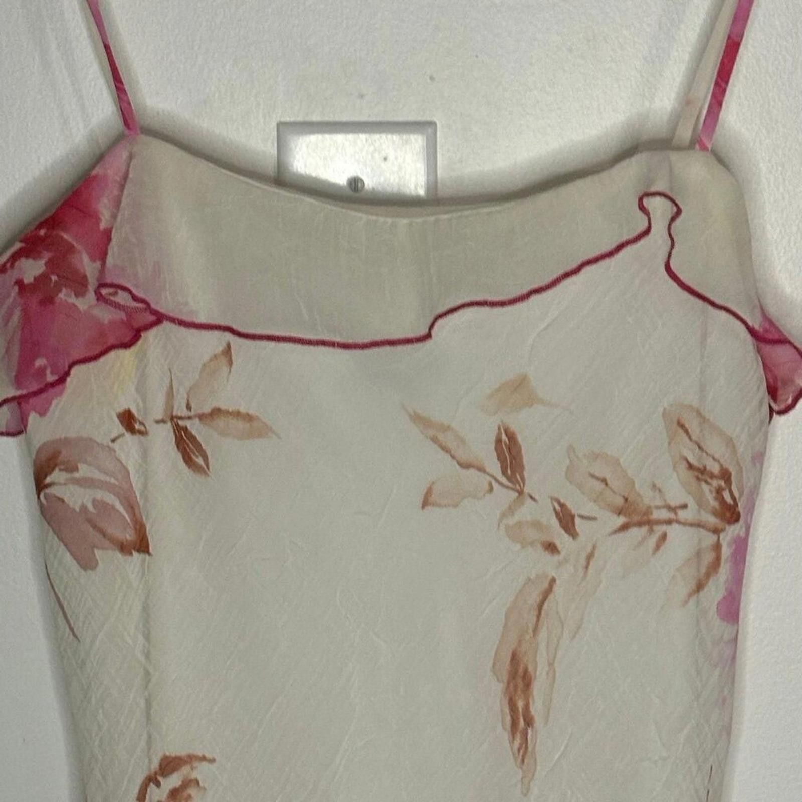 Other Vtg 90s y2k cream pink floral asymmetrical dress jr 9 Size ONE SIZE - 3 Thumbnail