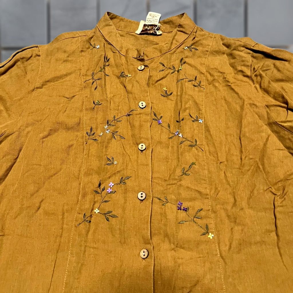 Vintage April Cornell Shirt Blouse Womens Small Brown Linen Blend Button Lagenlook S Womens Brown Linen Blend Button Shirt Blouse Size S / US 4 / IT 40 - 1 Thumbnail