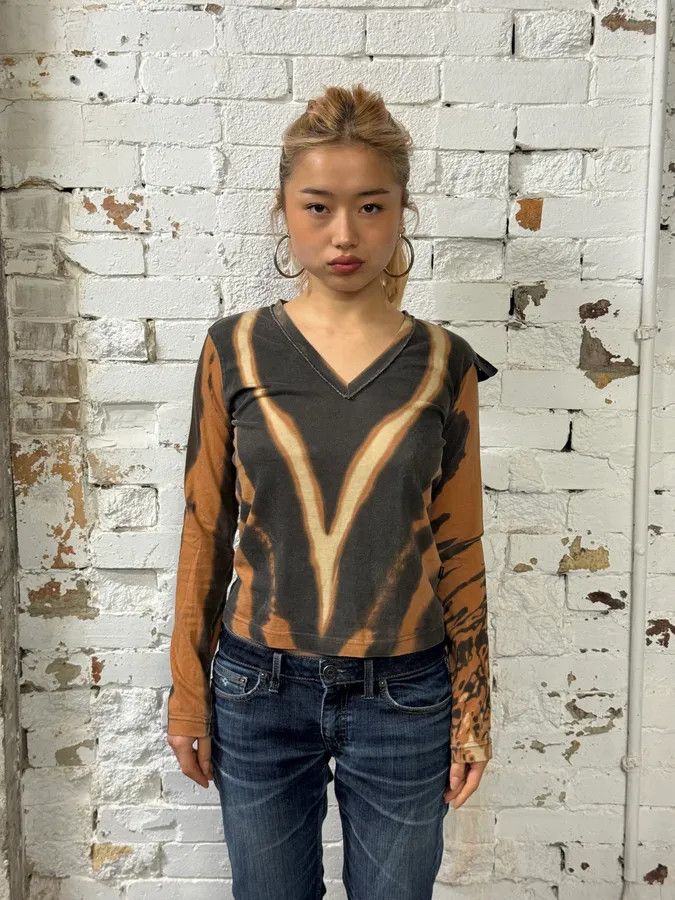Just Cavalli SS2002 Cavalli Yellow Hallucination Longsleeves Size XS / US 0-2 / IT 36-38 - 2 Thumbnail