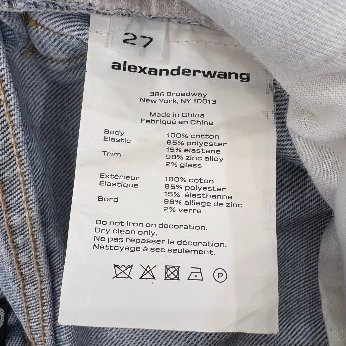 Alexander Wang Alexander Wang Low Waist Straight Blue Washed Crystal 27 Size 27" / US 4 / IT 40 - 4 Thumbnail