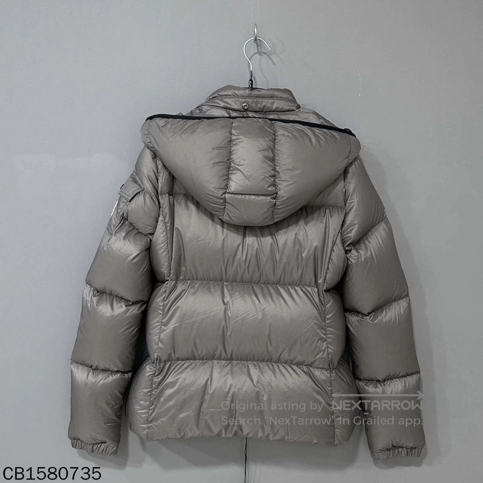 Moncler Gray Puffy Winter Coat with Hood - Size L. Size US L / EU 52-54 / 3 - 3 Thumbnail