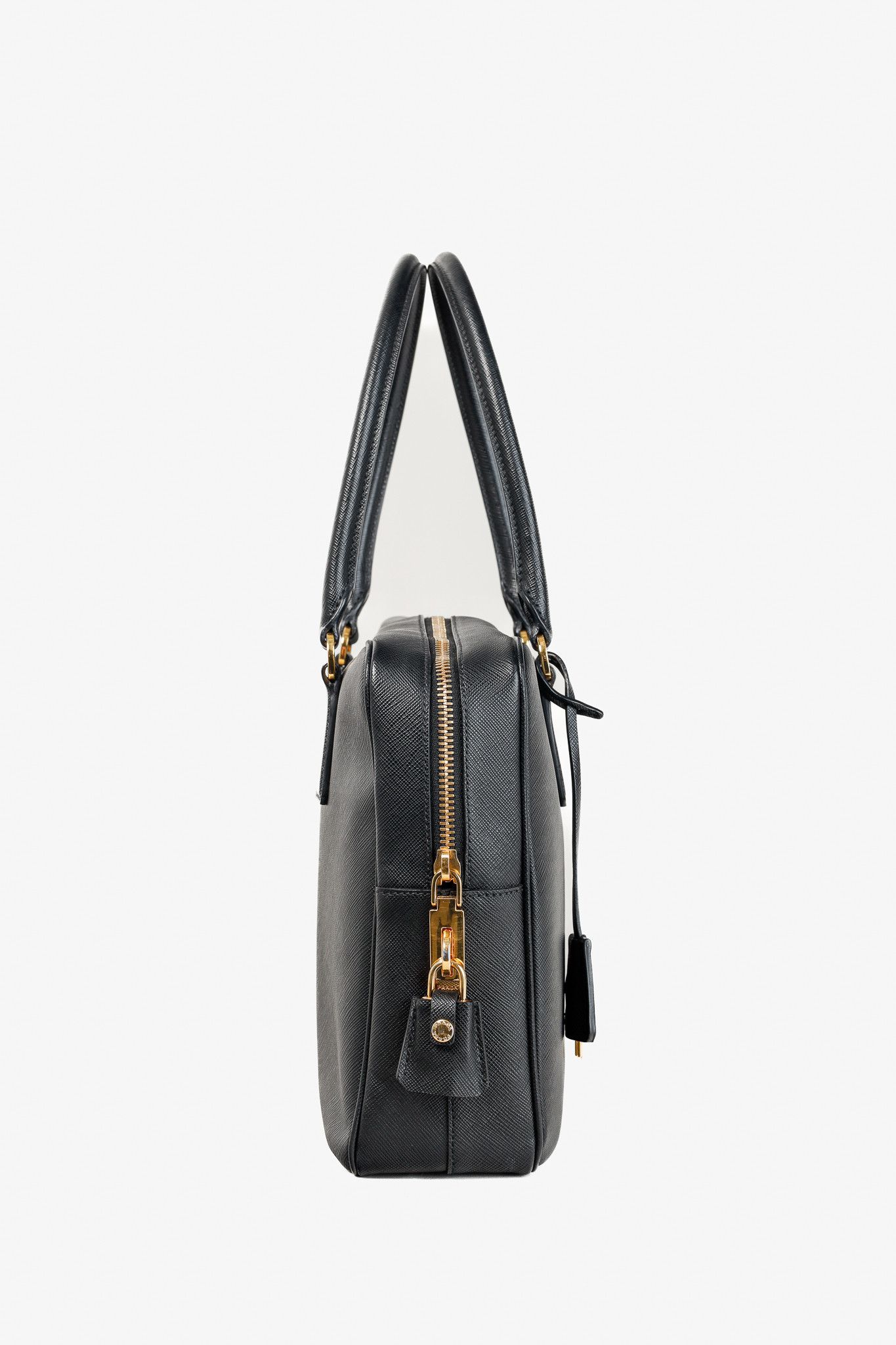 Prada Prada Black Saffiano-Leather Top-Handle Briefcase Size ONE SIZE - 3 Thumbnail