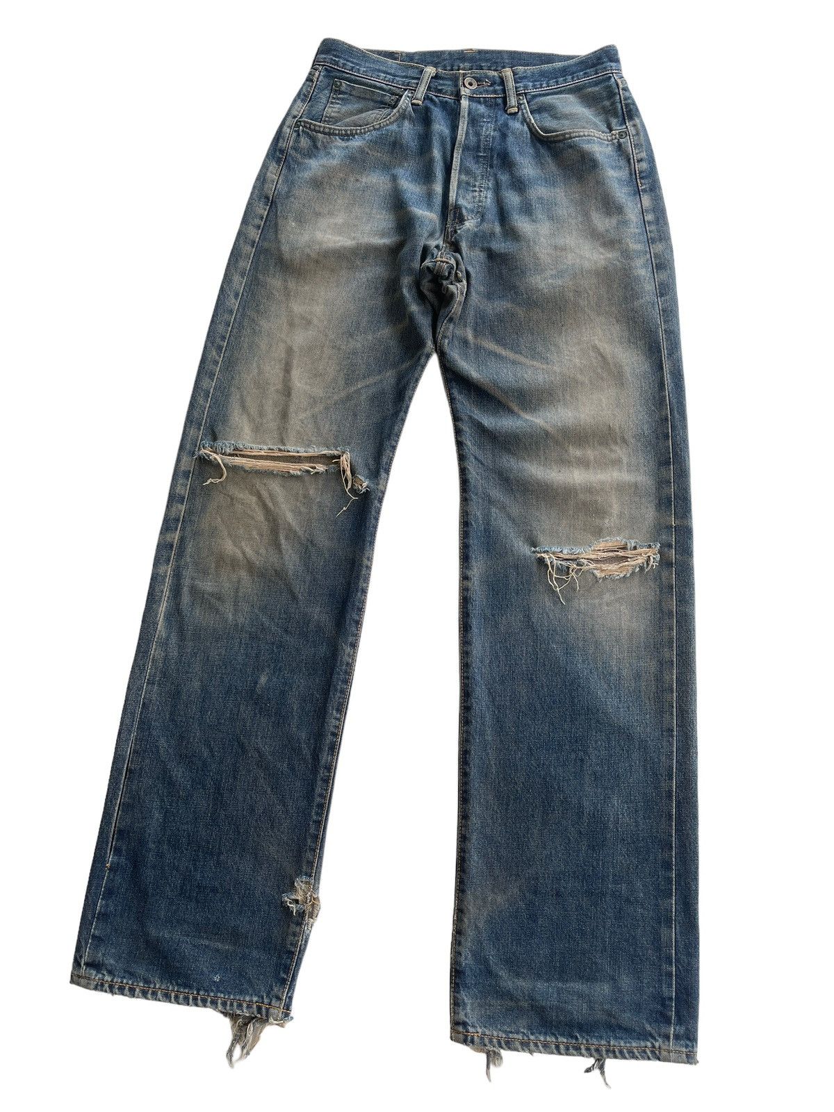 Edwin Vintage Edwin 505 Distressed Selvedge Mudd Jeans Size US 30 / EU 46 - 6 Thumbnail