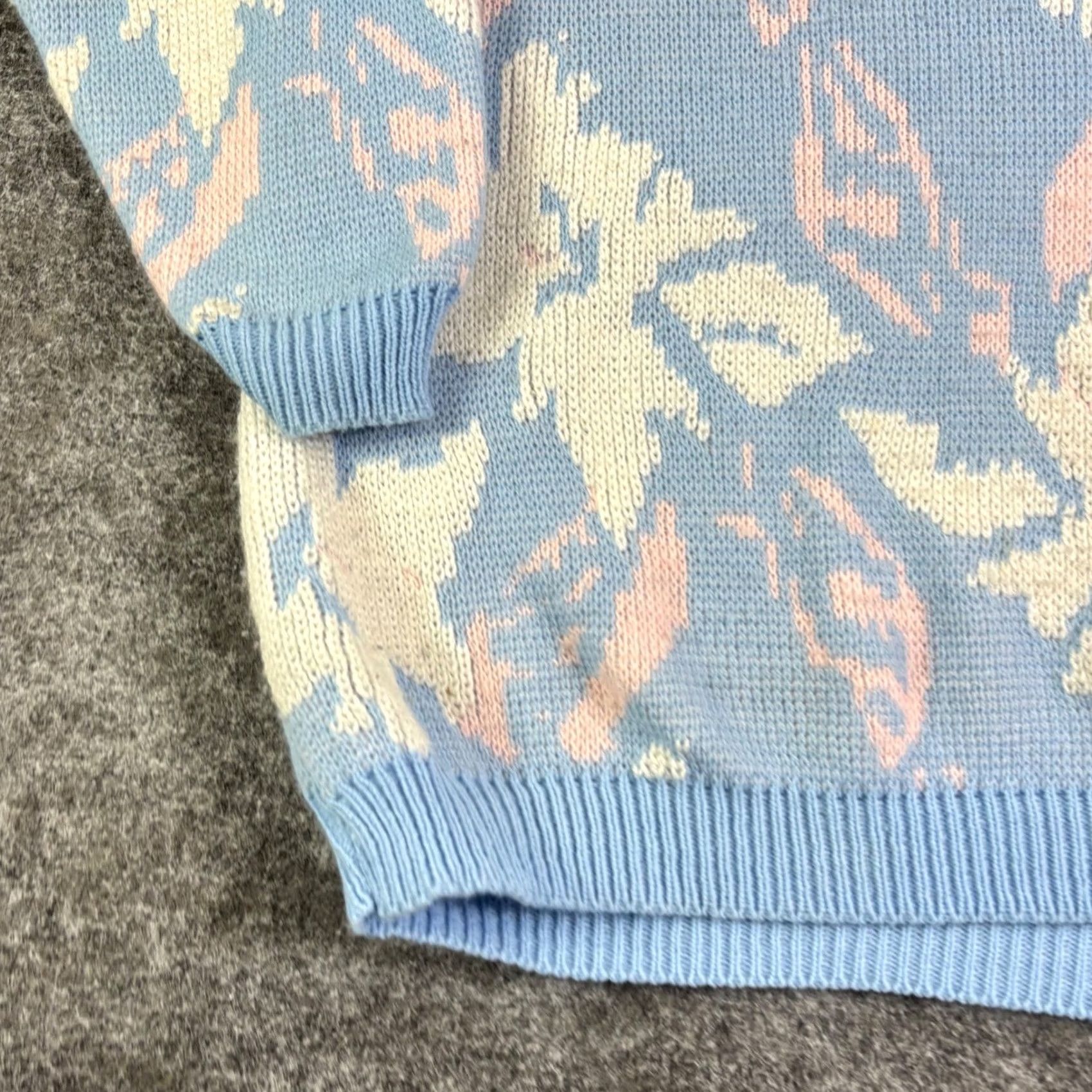Vintage VINTAGE Turning Point Sweater Pastel Floral Knit Blue Pink Cream L Made in USA Size L / US 10 / IT 46 - 6 Thumbnail