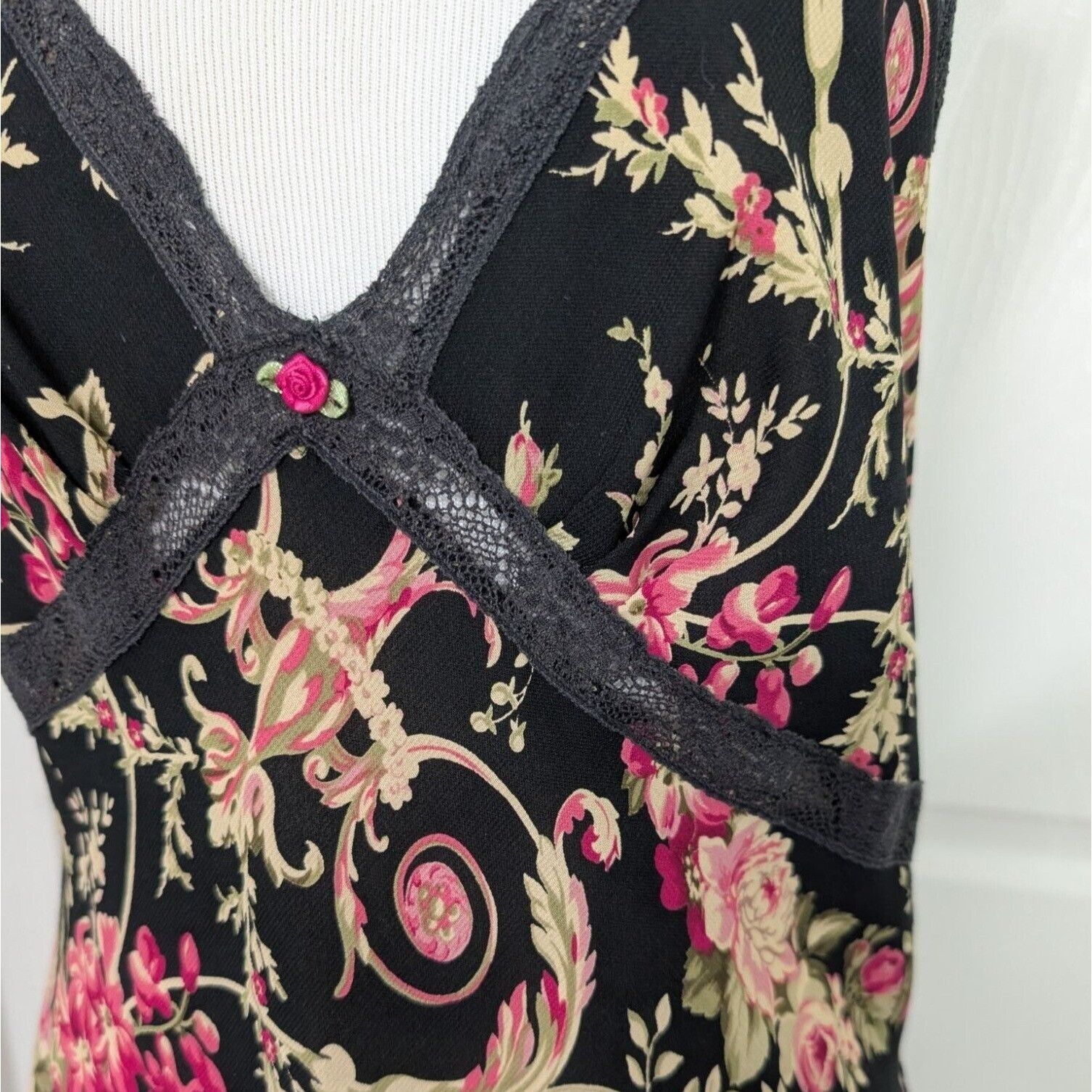 Oscar De La Renta Vintage Oscar De La Renta Nightgown Womens Small Black Flora Size S / US 4 / IT 40 - 4 Thumbnail